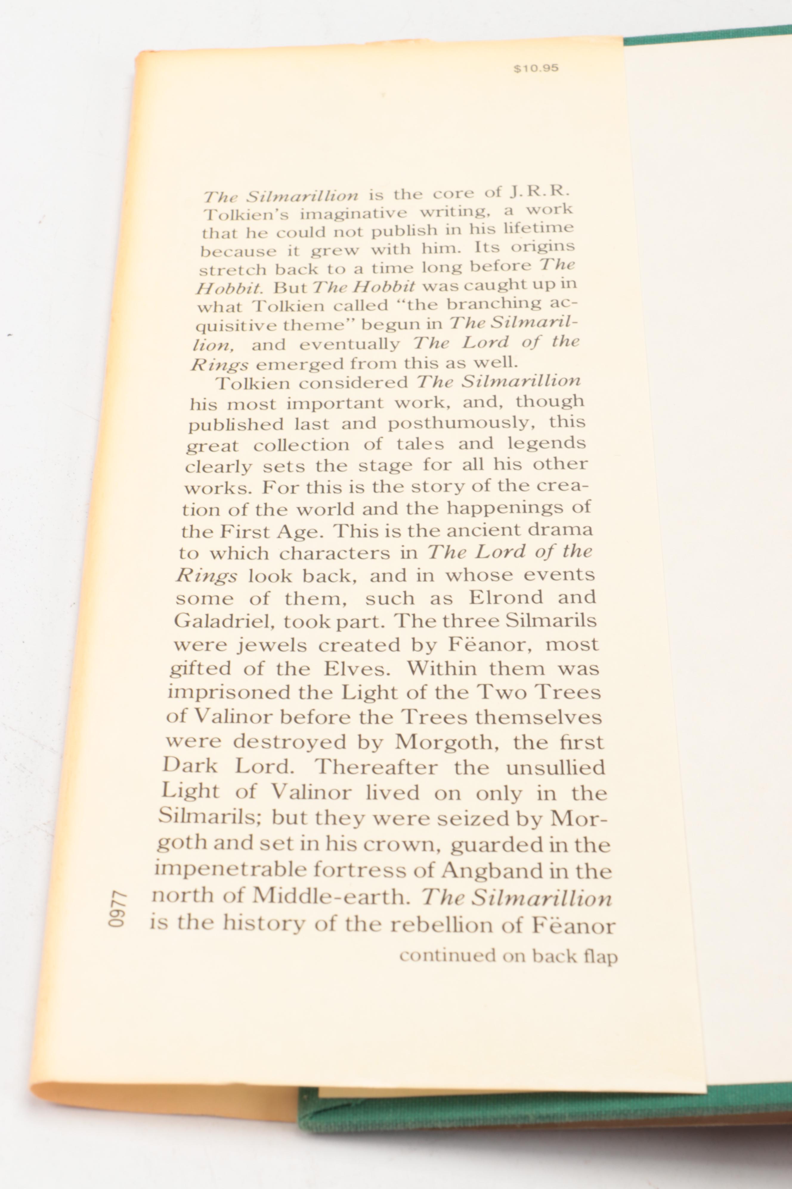 First American Edition "The Silmarillion" by J. R. R. Tolkien with Map, 1977