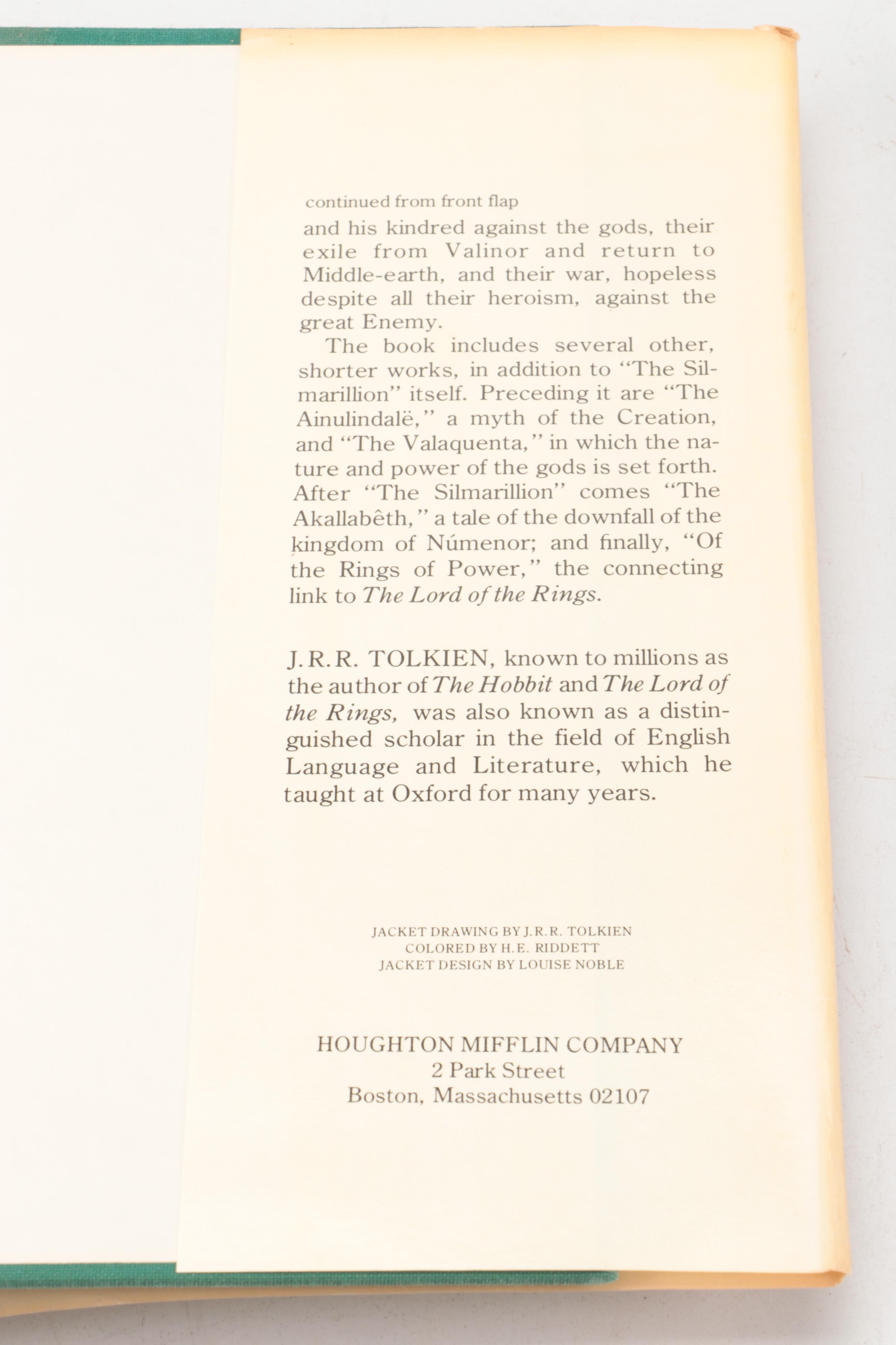 First American Edition "The Silmarillion" by J. R. R. Tolkien with Map, 1977