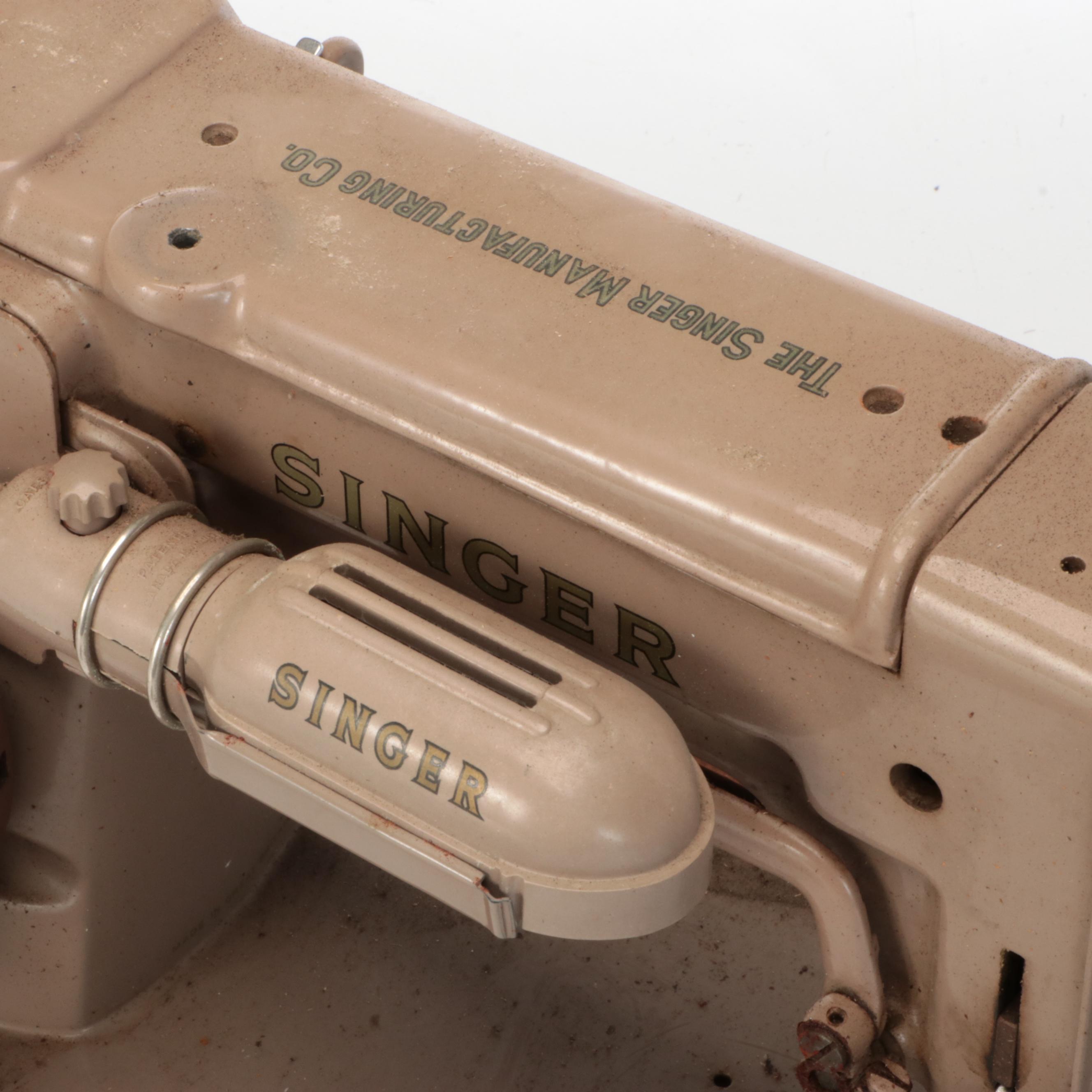 Singer Electric Sewing Machine with Case, Mid-20th Century