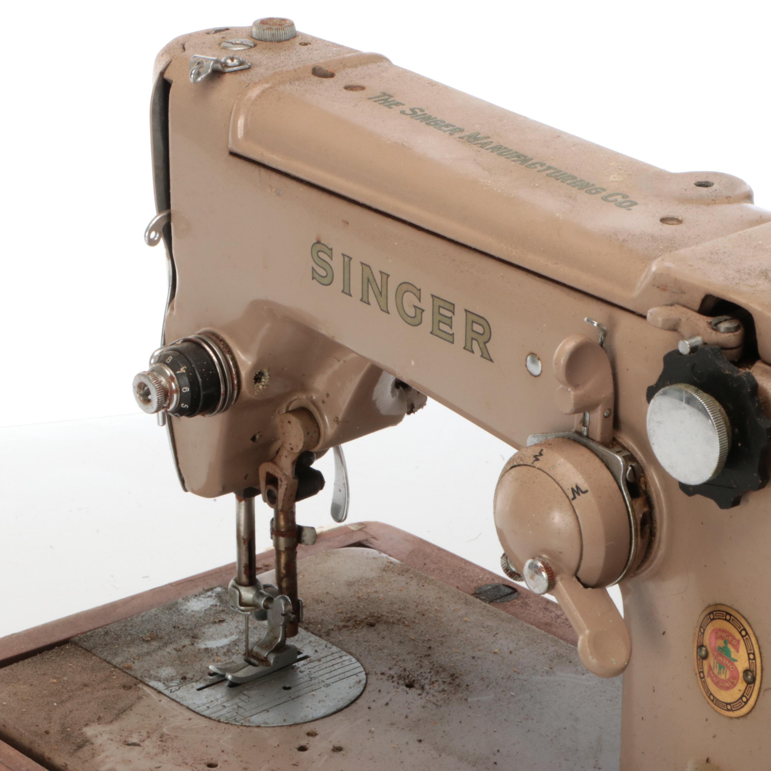Singer Electric Sewing Machine with Case, Mid-20th Century