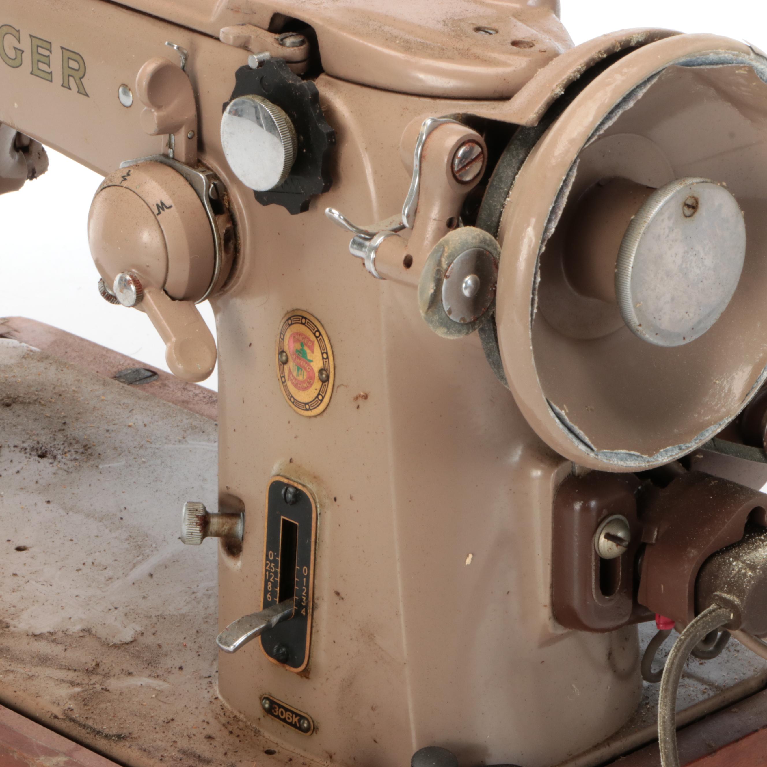 Singer Electric Sewing Machine with Case, Mid-20th Century