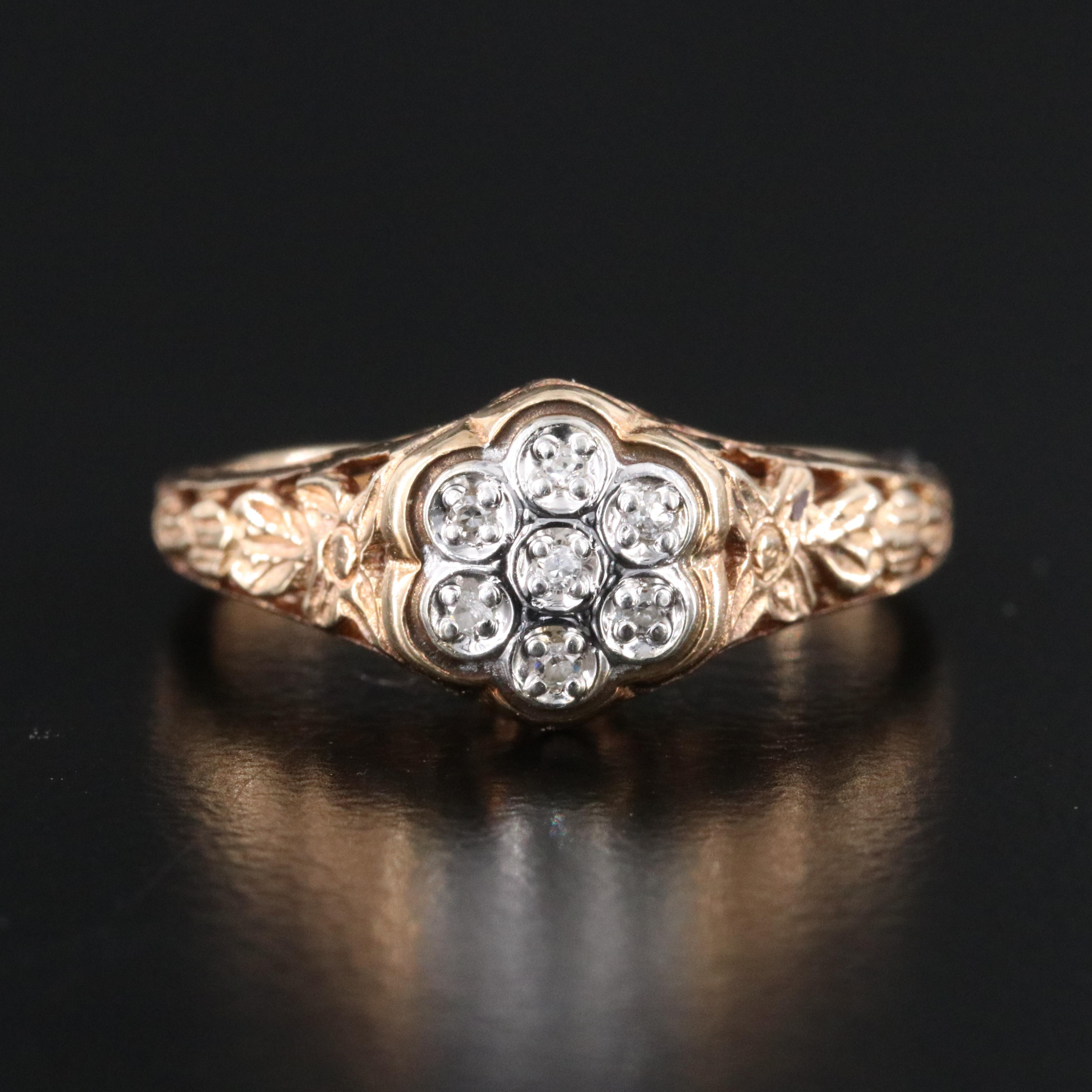 10K 0.05 CTW Diamond Filigree Ring