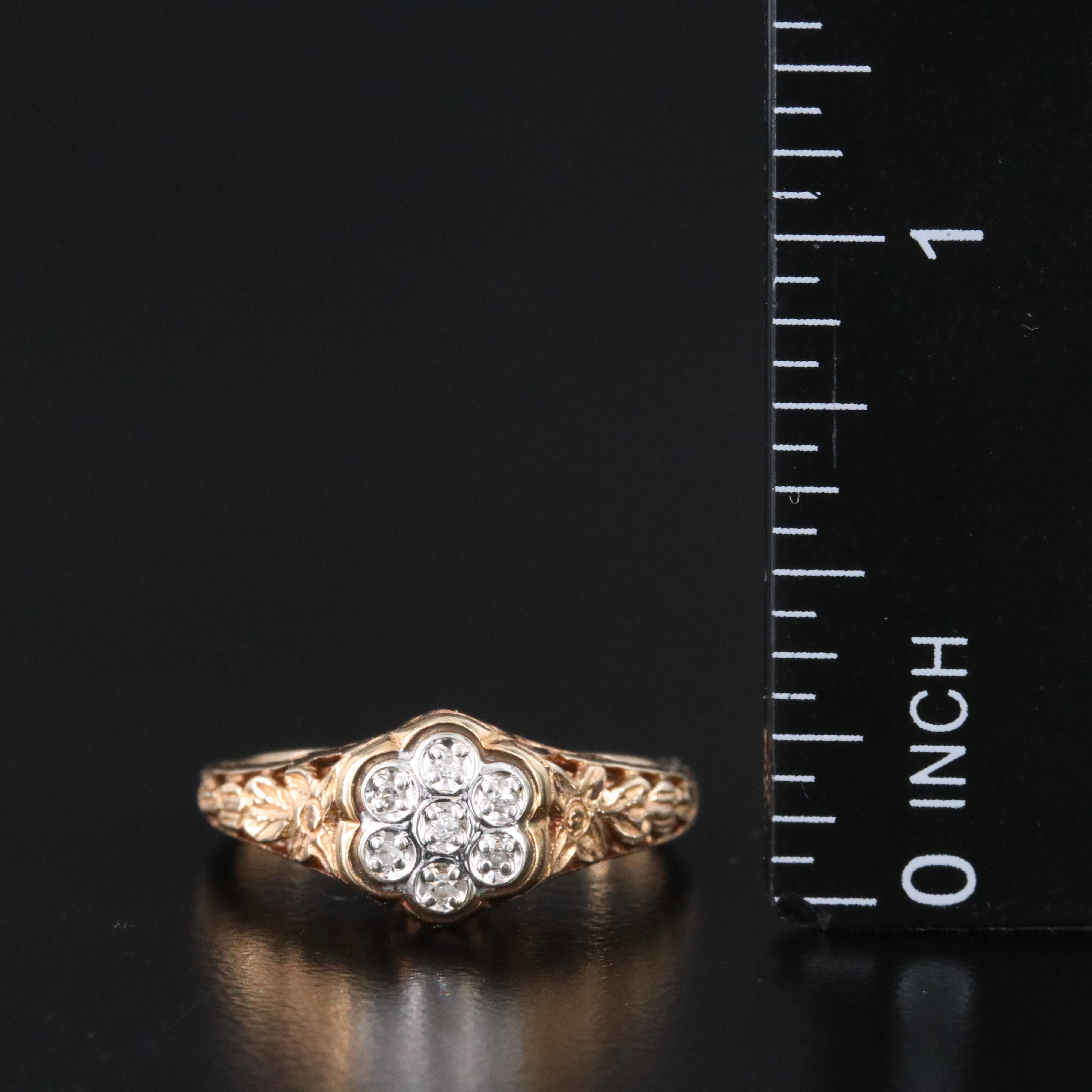 10K 0.05 CTW Diamond Filigree Ring