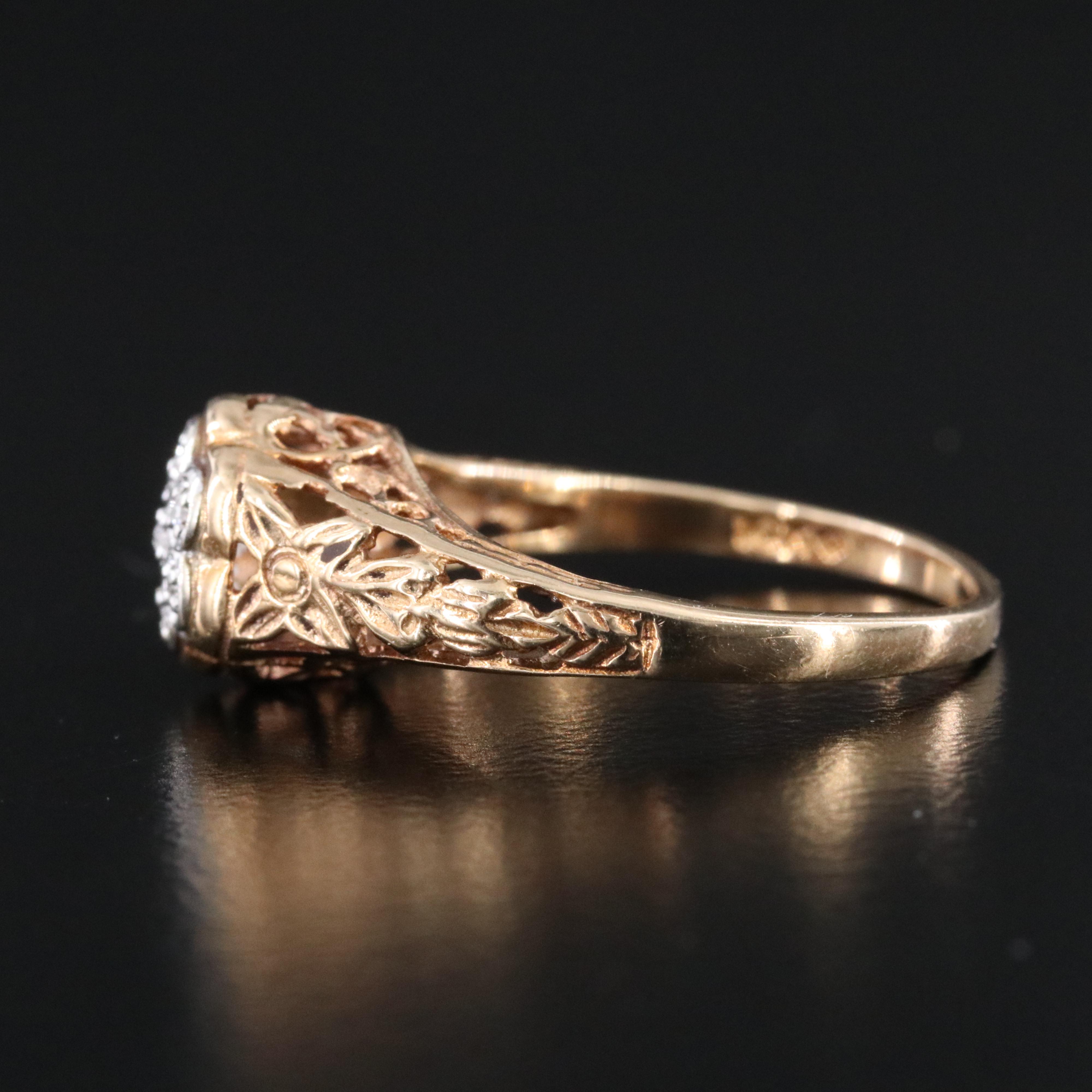 10K 0.05 CTW Diamond Filigree Ring