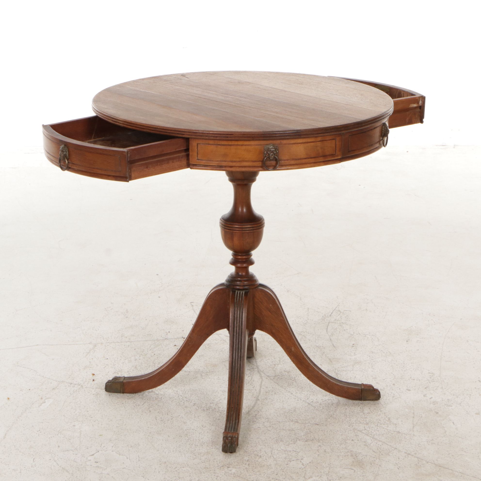 Federal Style Mahogany Drum Table, Mid-20th Century