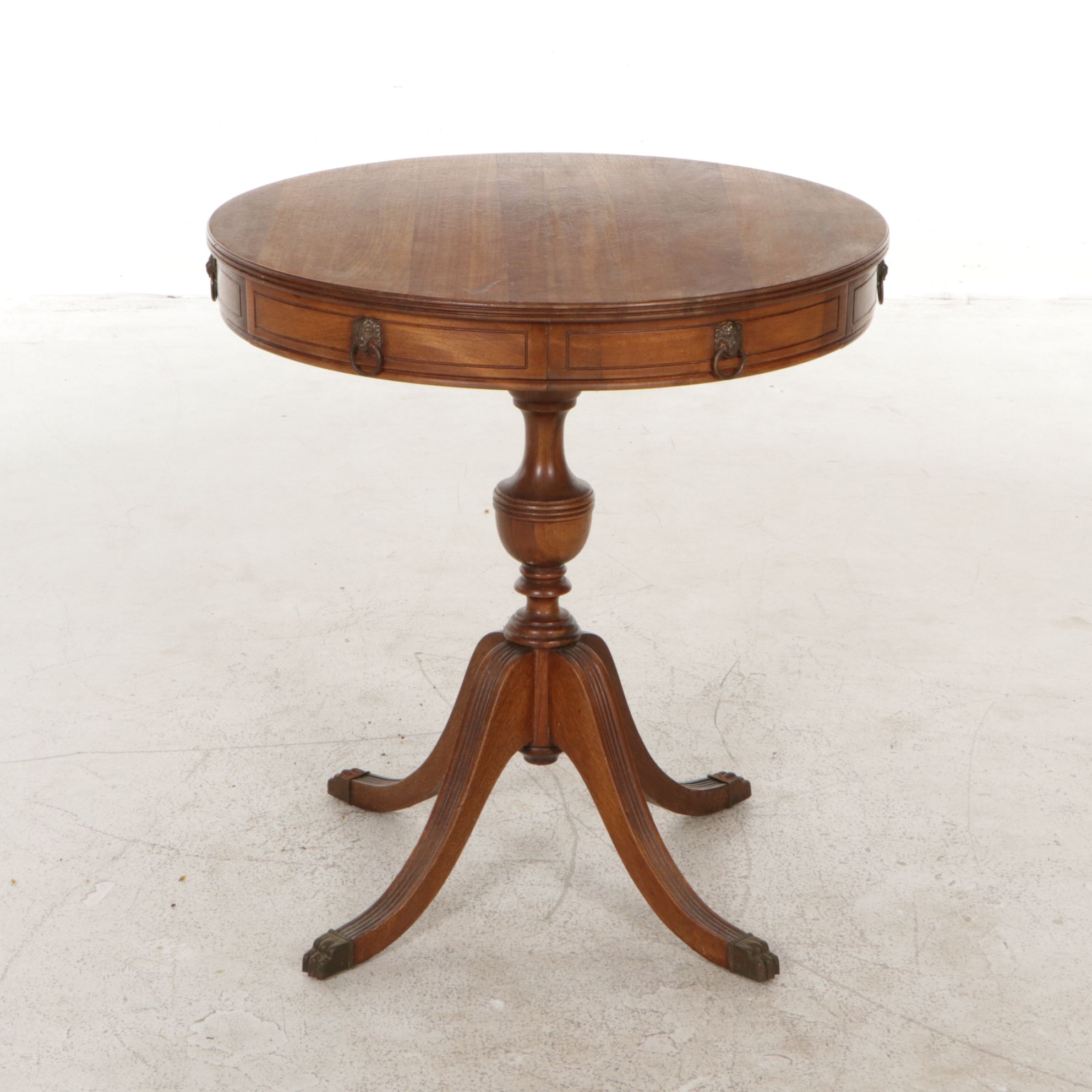 Federal Style Mahogany Drum Table, Mid-20th Century
