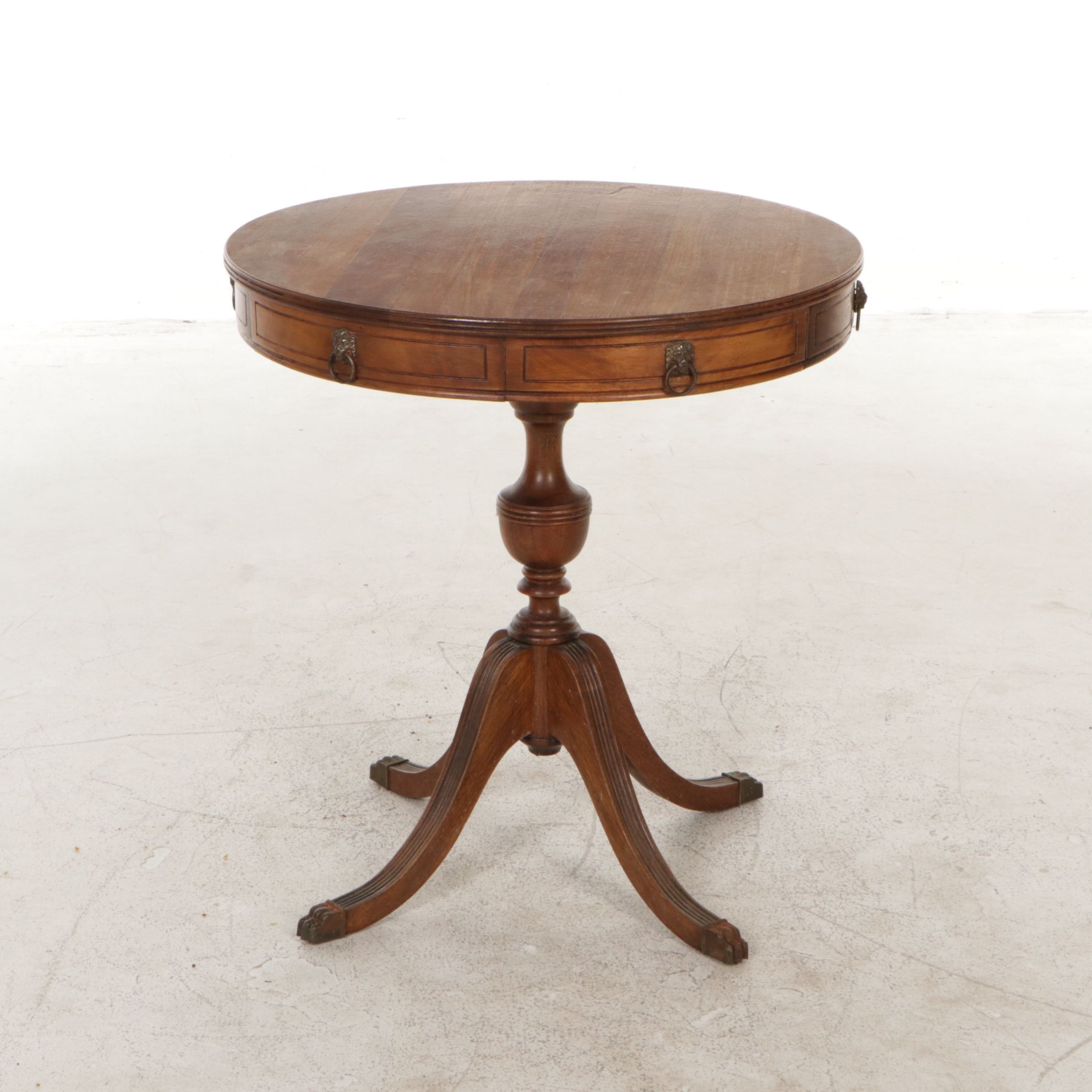 Federal Style Mahogany Drum Table, Mid-20th Century