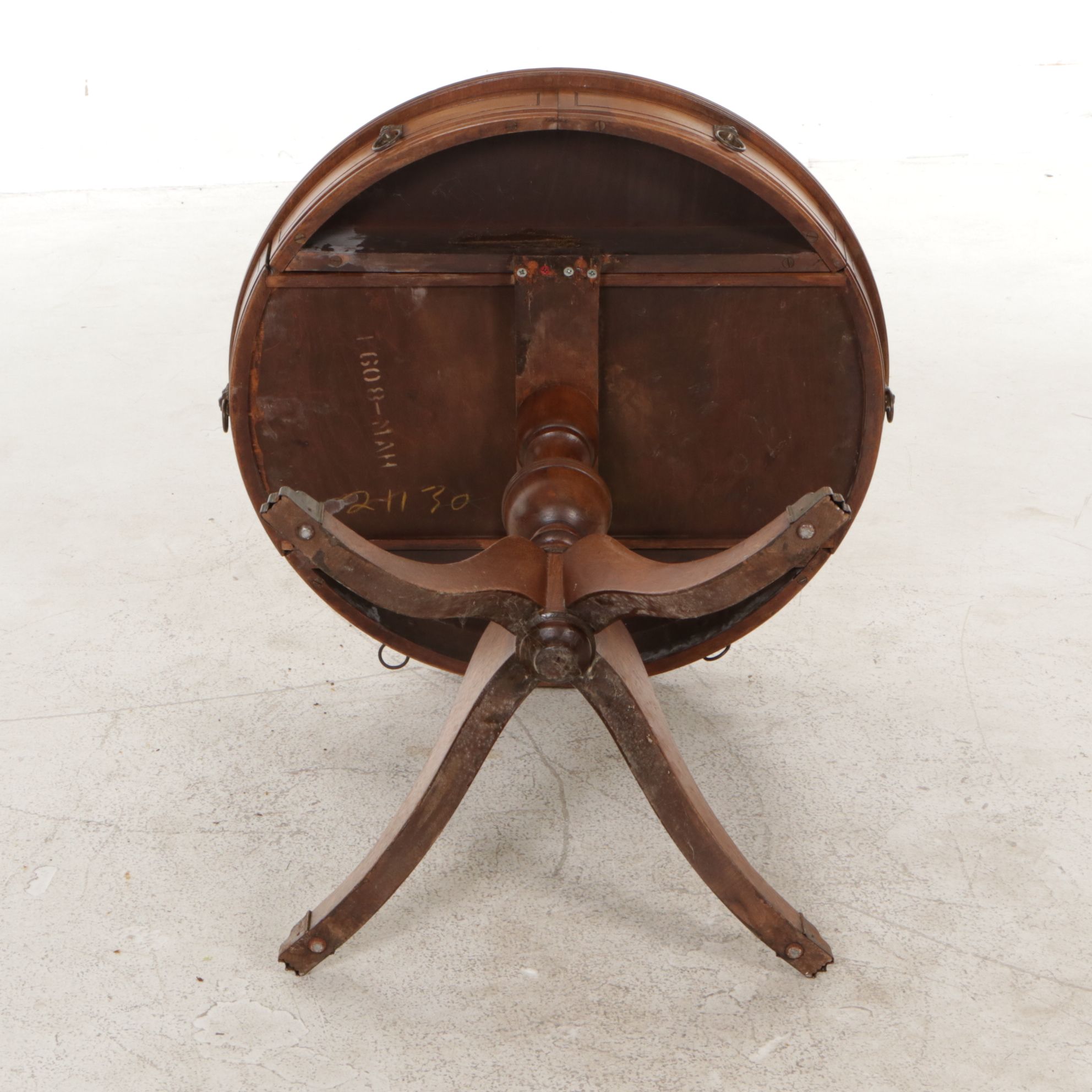 Federal Style Mahogany Drum Table, Mid-20th Century
