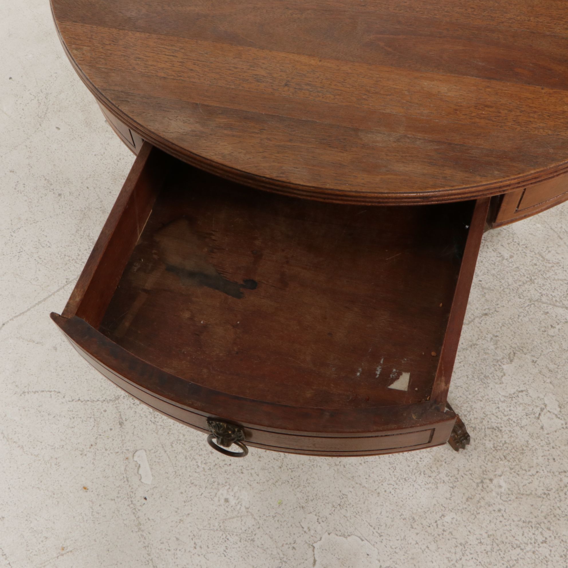 Federal Style Mahogany Drum Table, Mid-20th Century