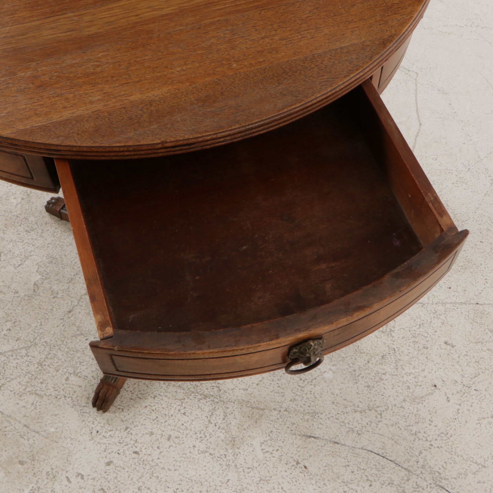 Federal Style Mahogany Drum Table, Mid-20th Century