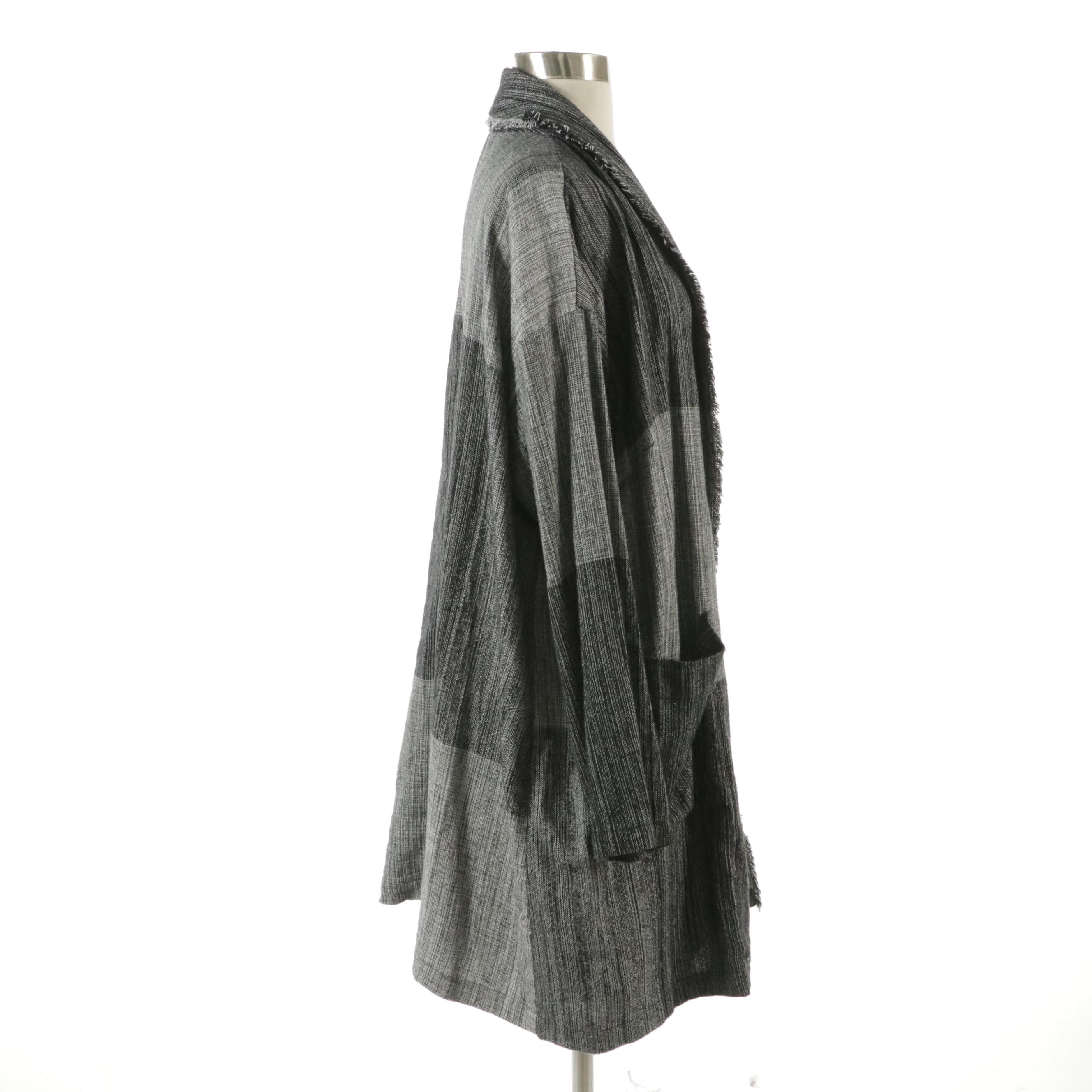 Eileen Fisher Cardigan Sweater and Lavia Blue Floral Printed Flared Skirt