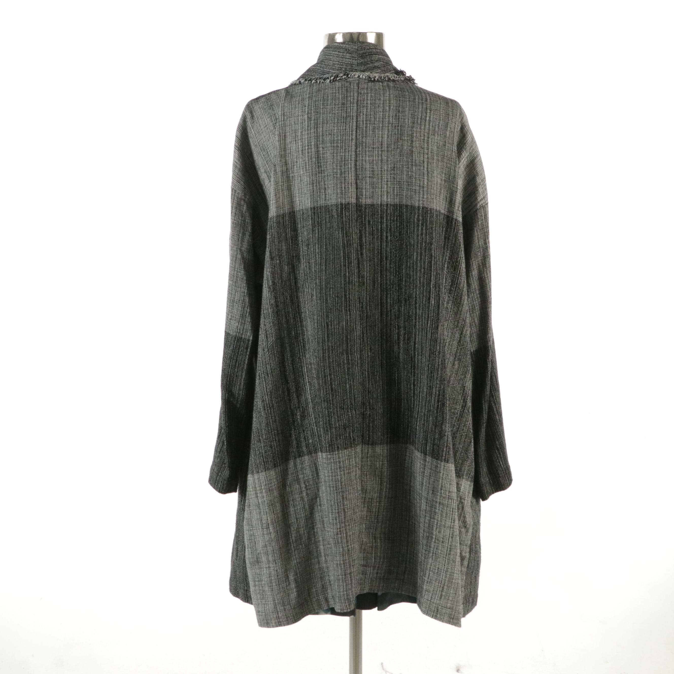 Eileen Fisher Cardigan Sweater and Lavia Blue Floral Printed Flared Skirt