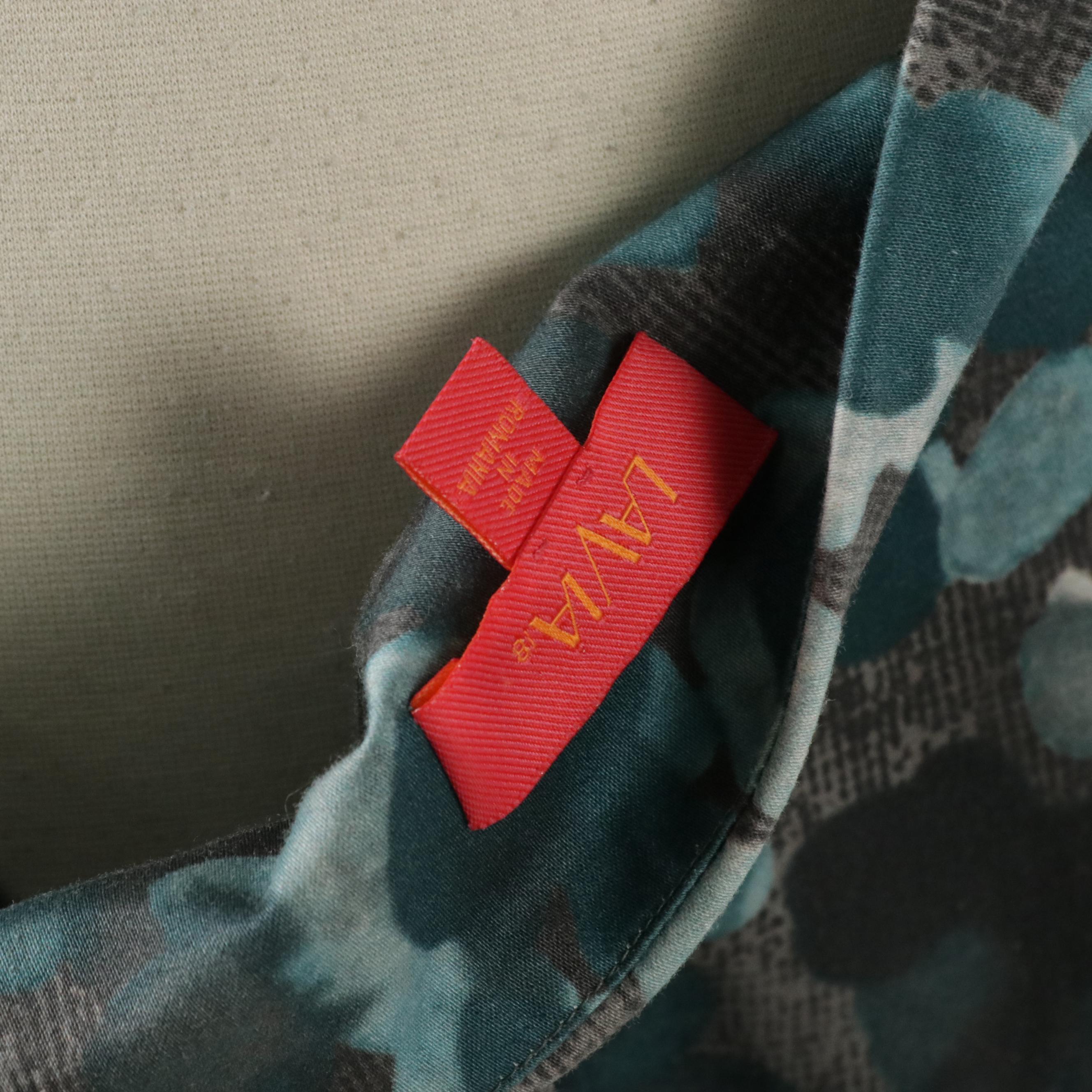 Eileen Fisher Cardigan Sweater and Lavia Blue Floral Printed Flared Skirt