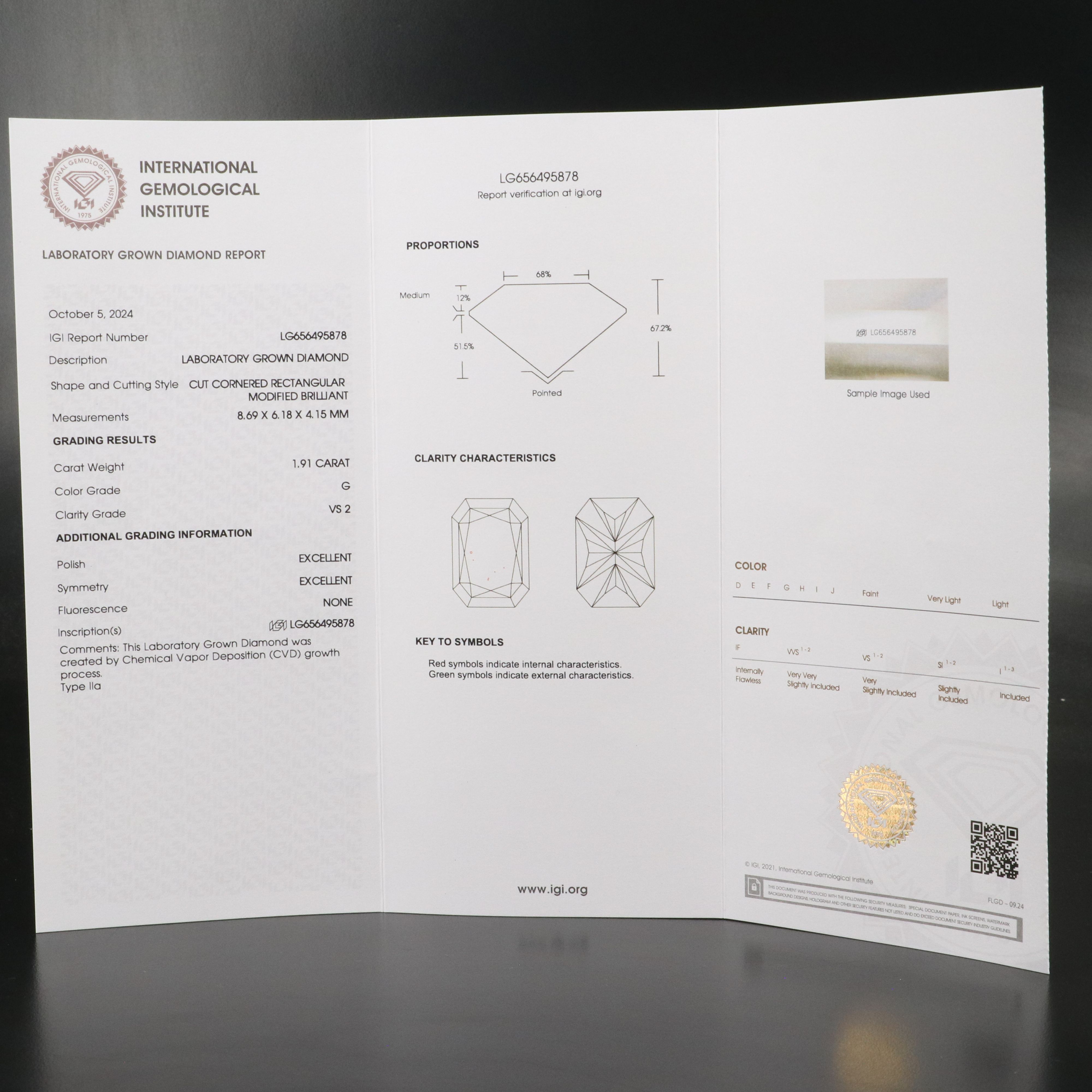 Loose 1.91 CT Lab Grown Diamond with IGI Report