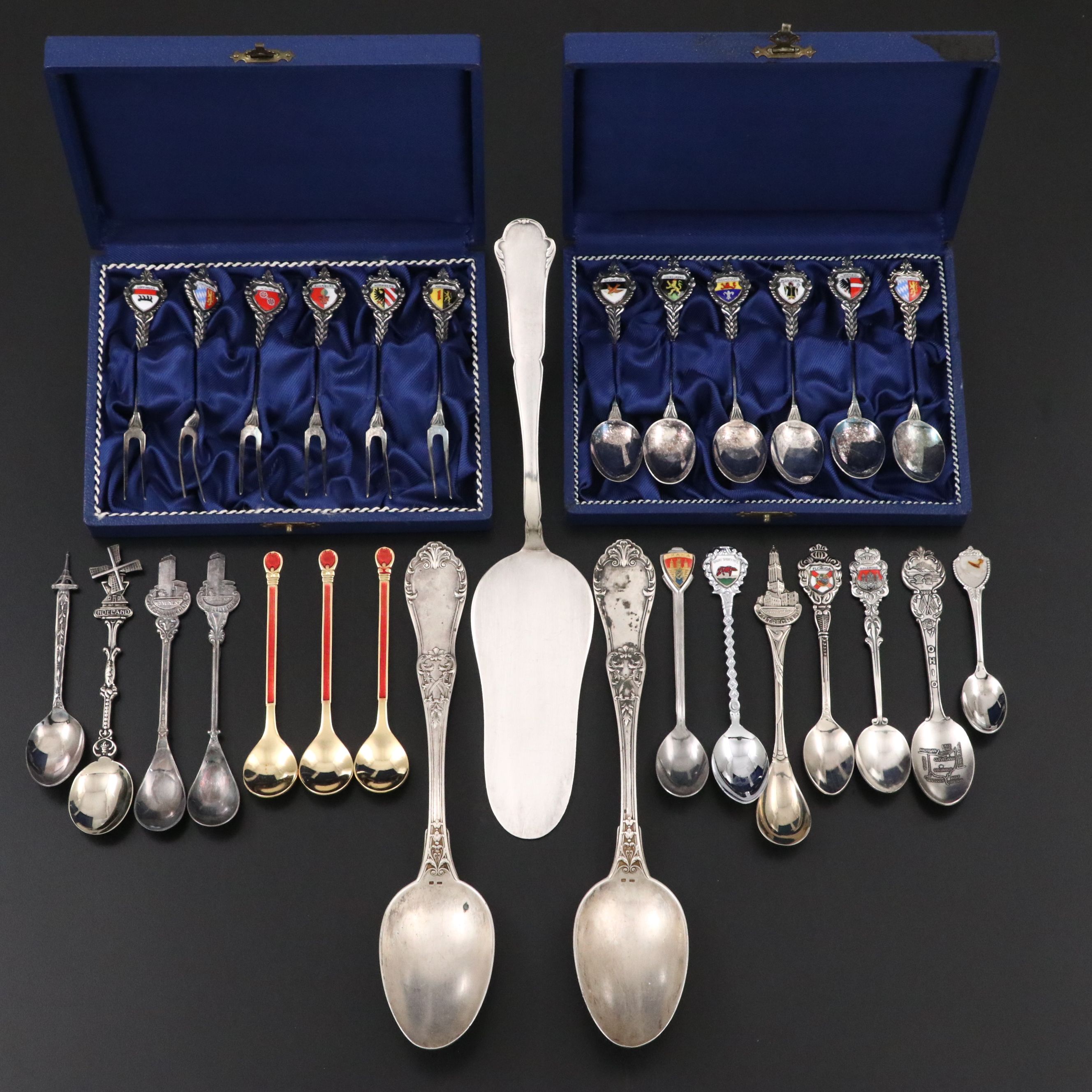 WMF 900 Silver Server with Other European 800 Silver and Souvenir Utensils
