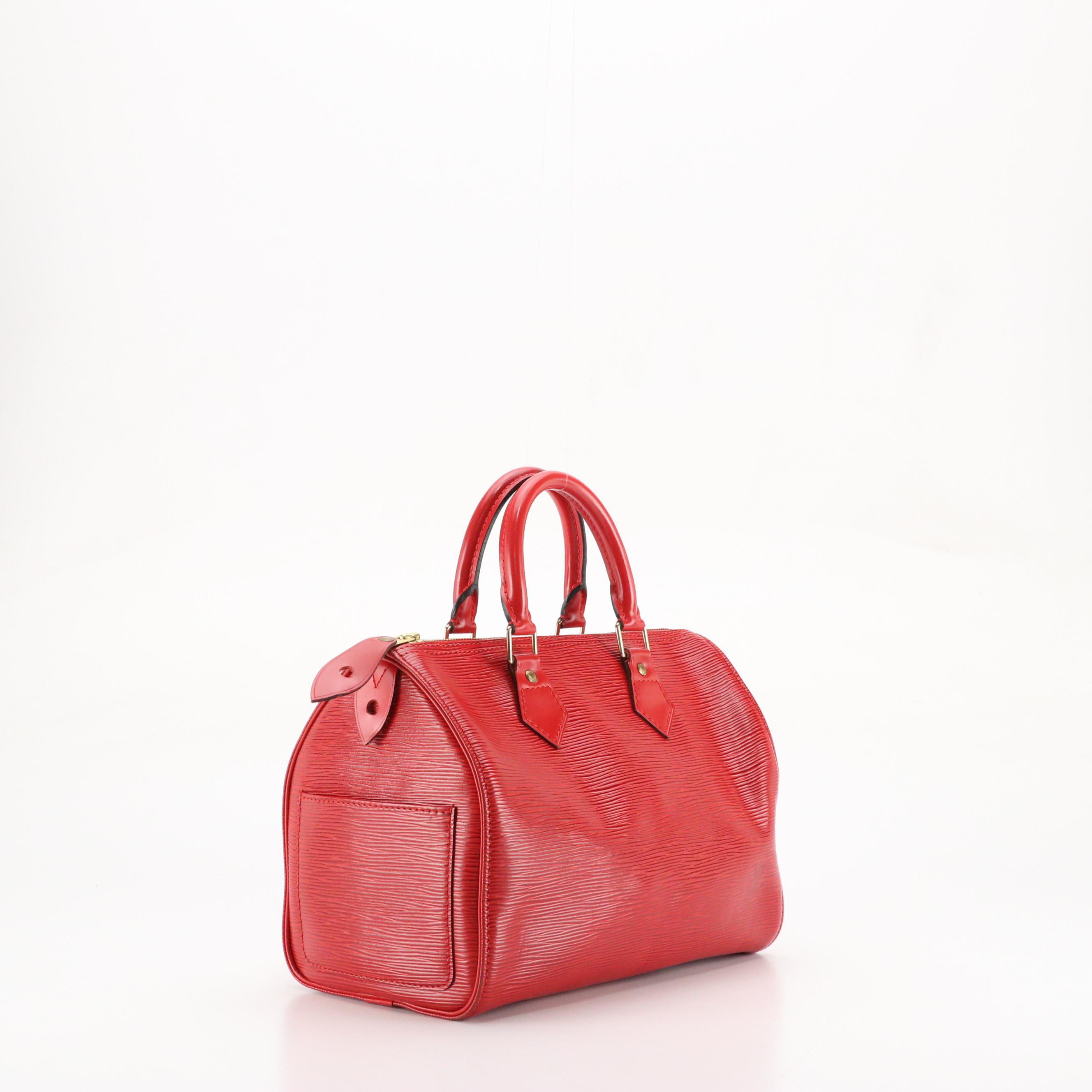 Louis Vuitton Speedy 25 Handbag in Red Epi Leather