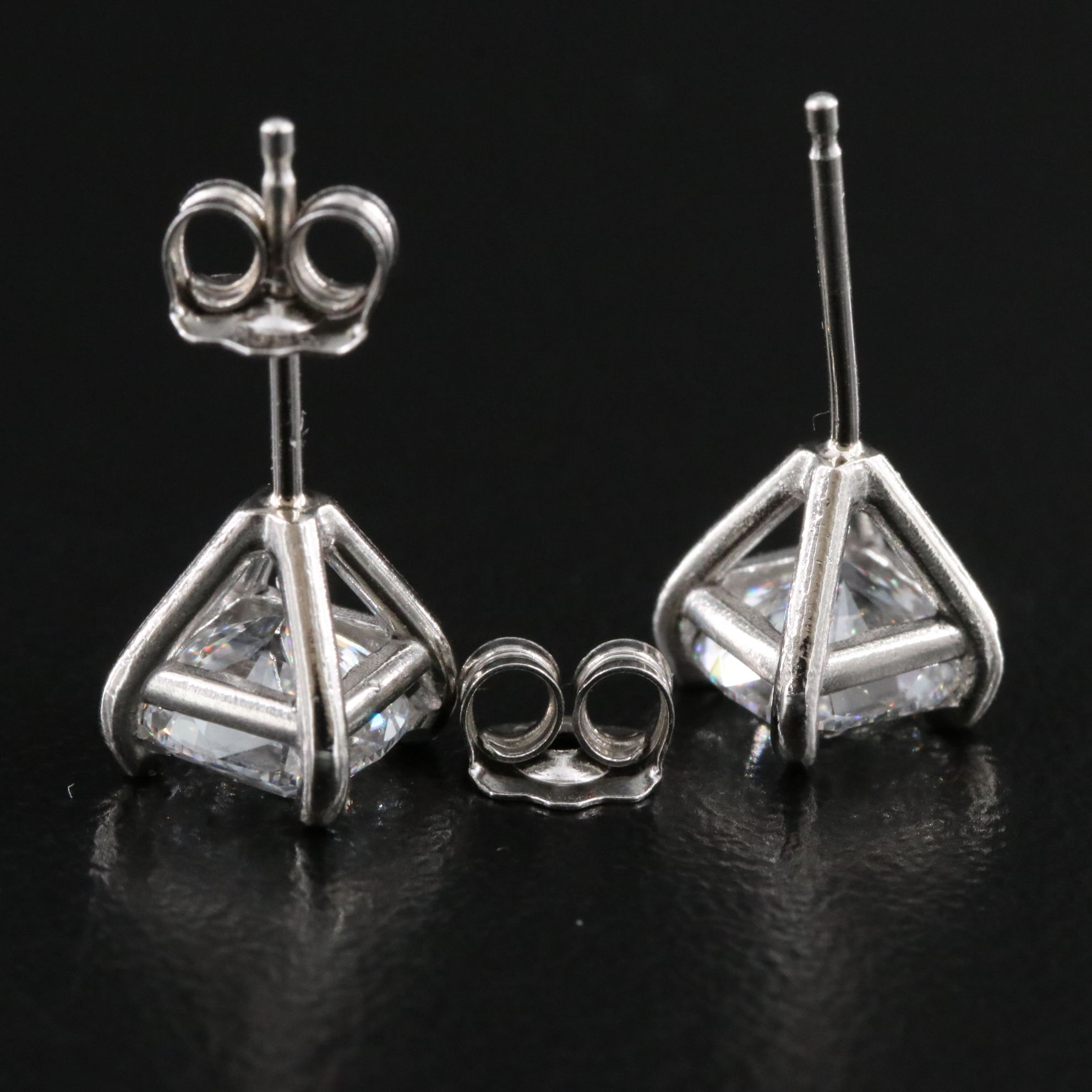 Platinum 2.02 CTW Diamond Solitaire Earrings with GIA Reports