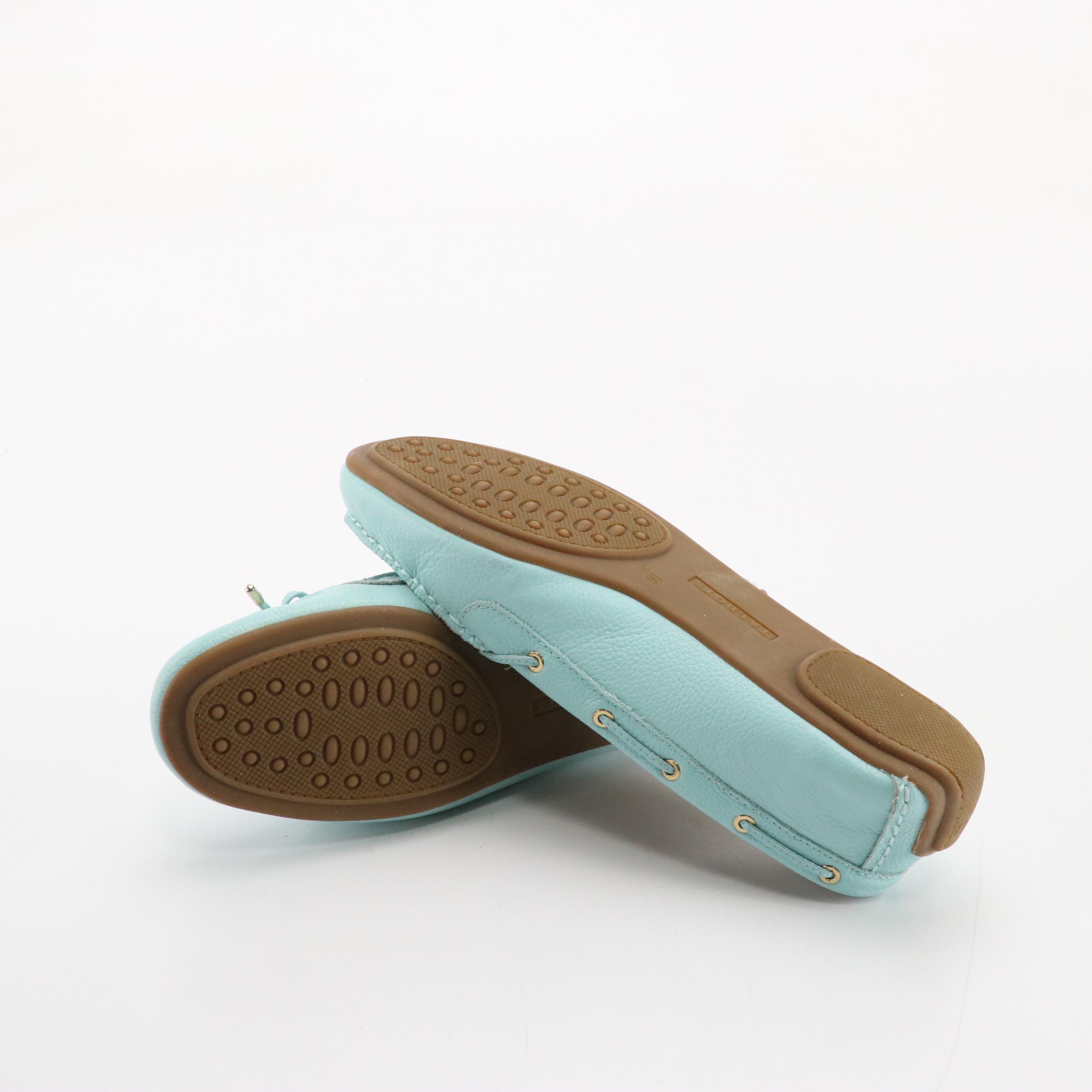 Talbots Aqua Blue Leather Slip-On Loafers in Box