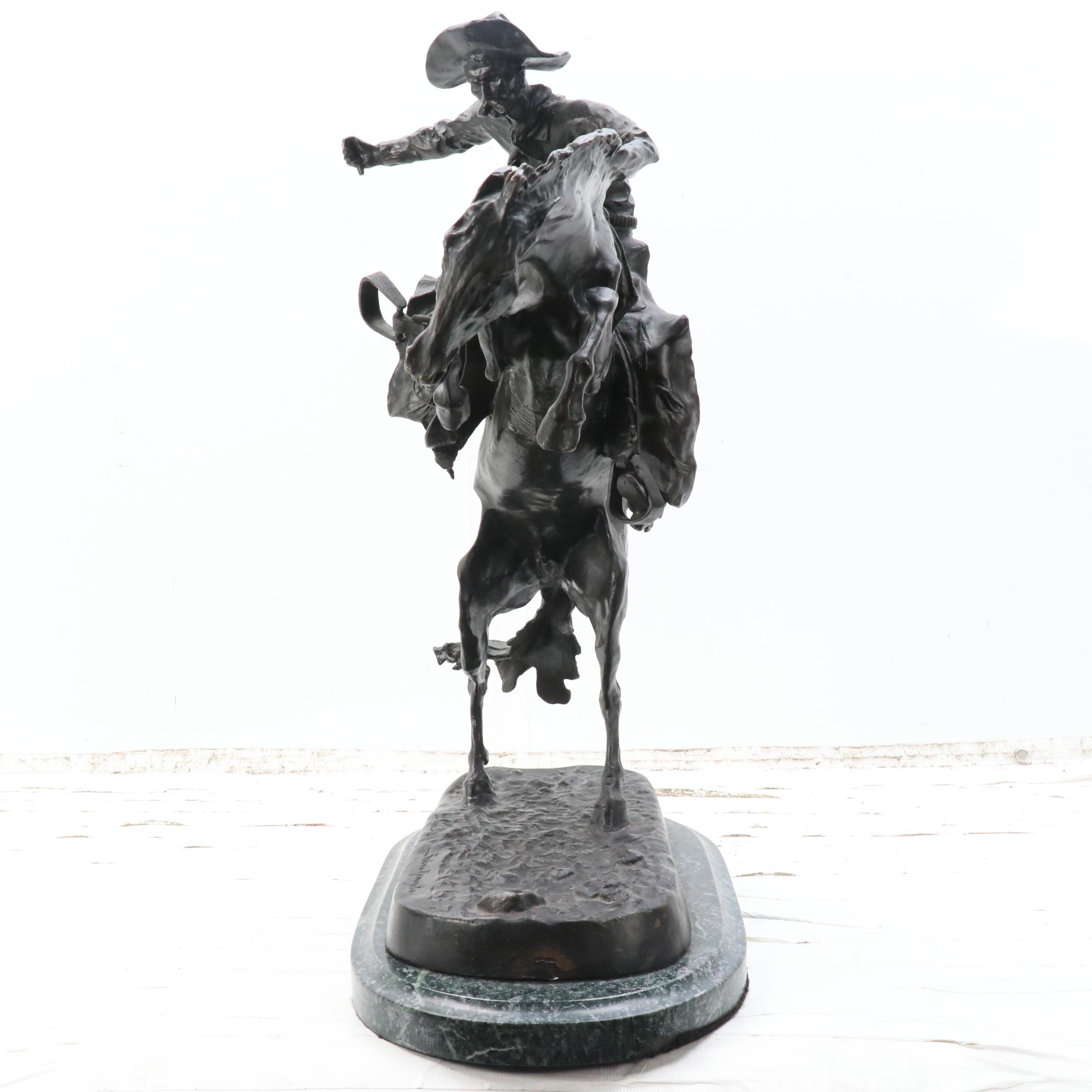Bronze Sculpture After Frederic Remington "Bronco Buster"
