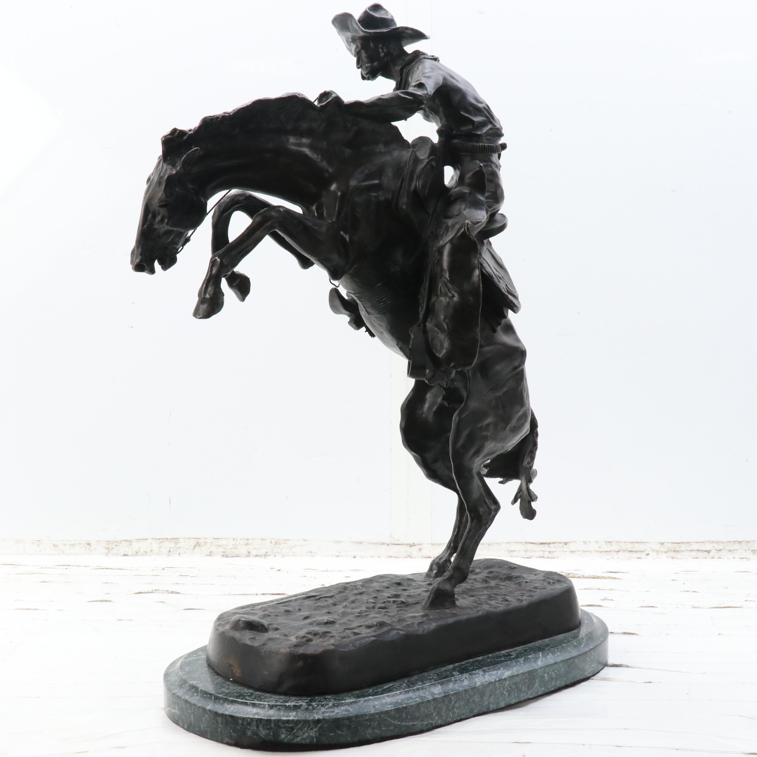 Bronze Sculpture After Frederic Remington "Bronco Buster"