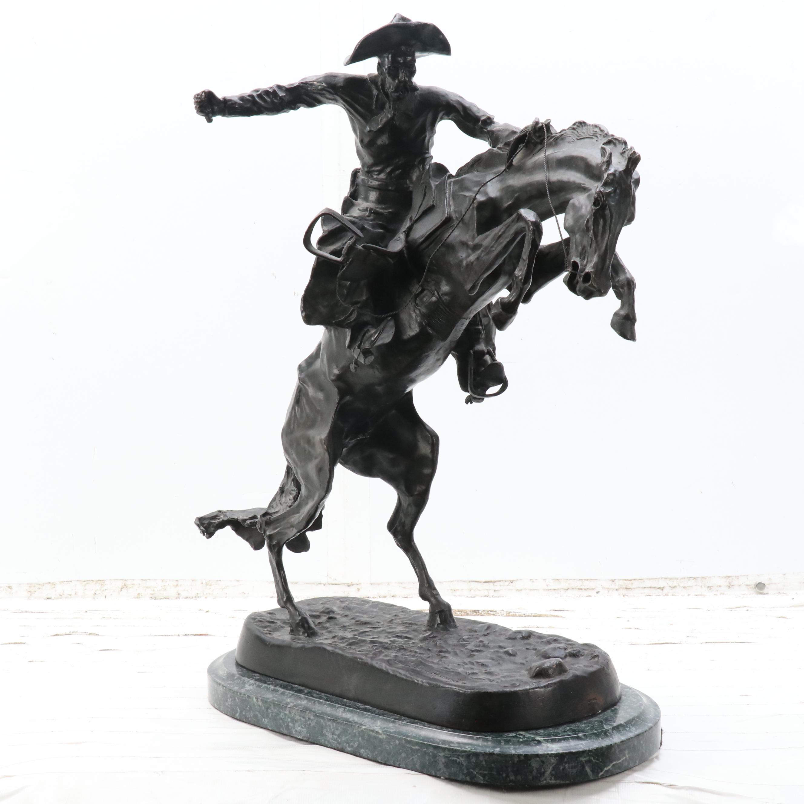 Bronze Sculpture After Frederic Remington "Bronco Buster"