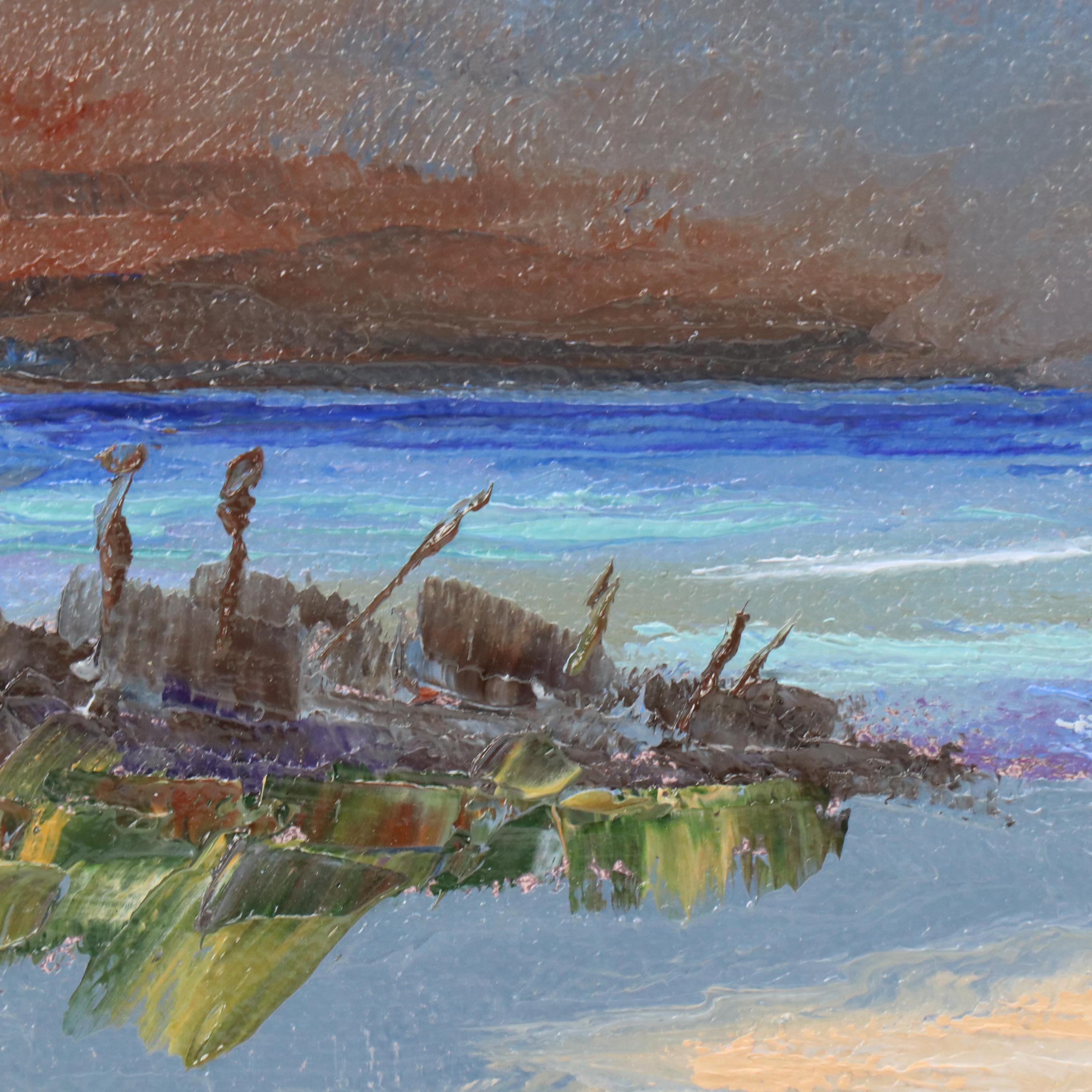 James Baldoumas Beach Landscape Oil Painting "Incoming Storm," 2025