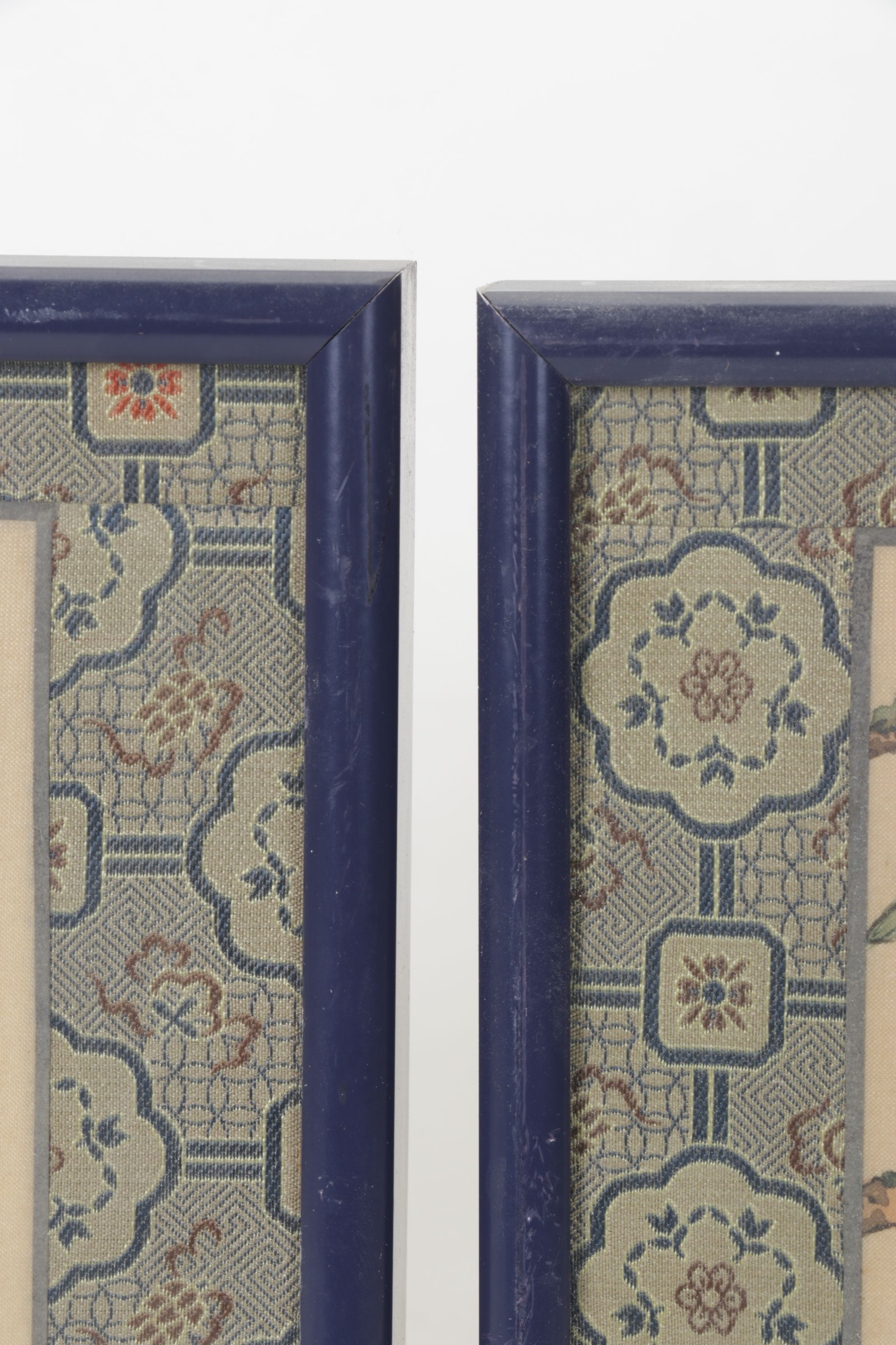 Chinese Gouache Paintings of Birds and Blossoming Peony Branches on Silk