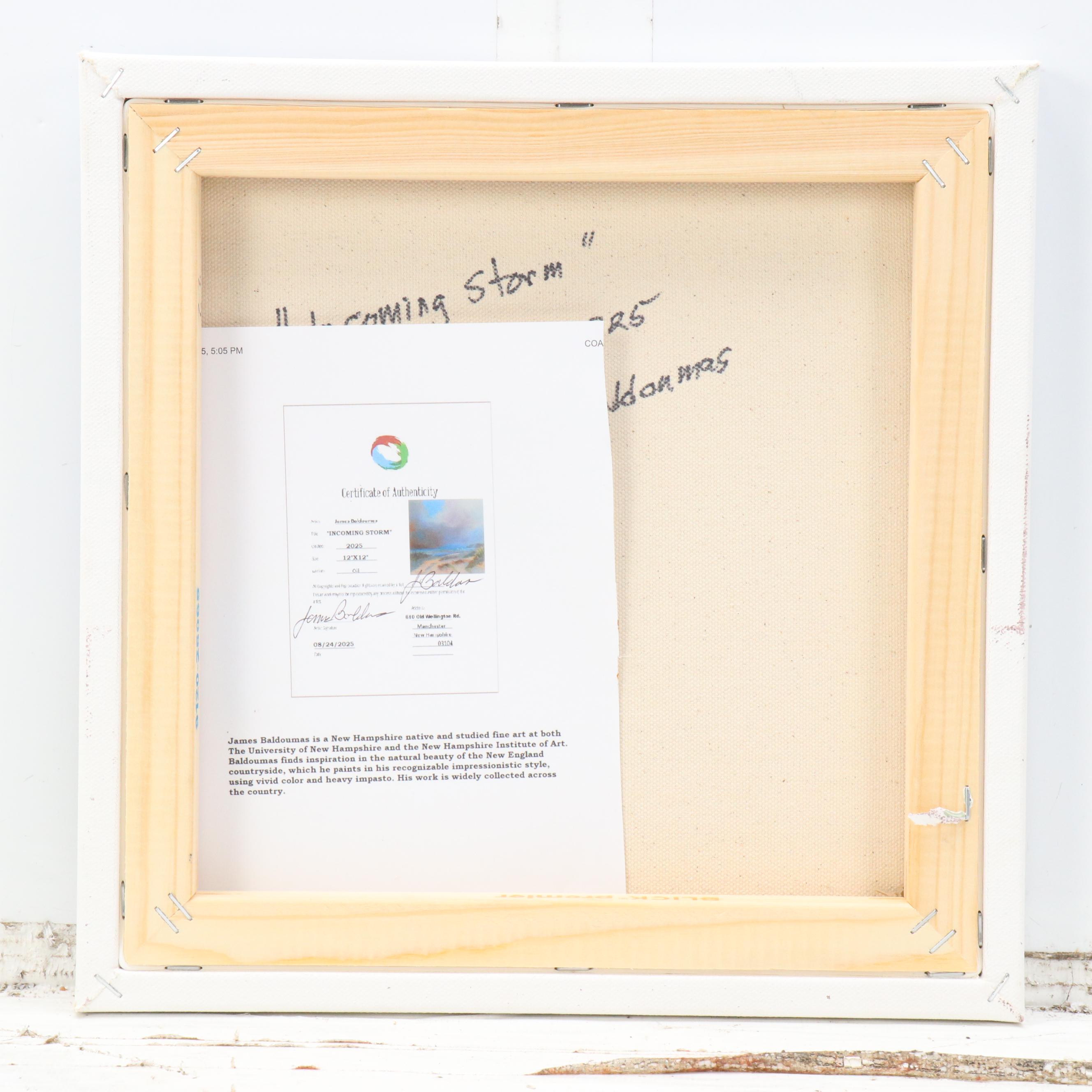 James Baldoumas Beach Landscape Oil Painting "Incoming Storm," 2025