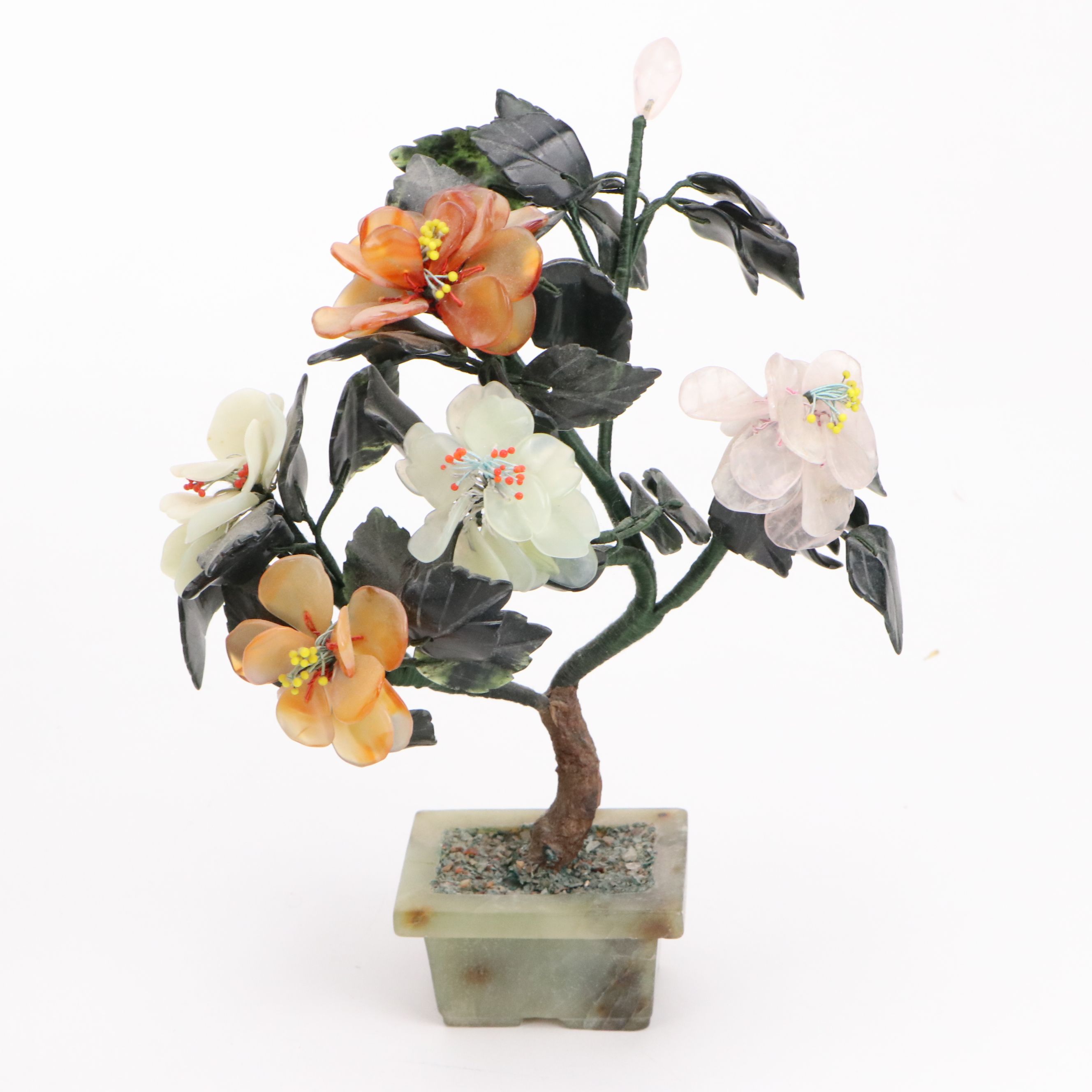 MCM Style Carved Stone Floral Arrangements