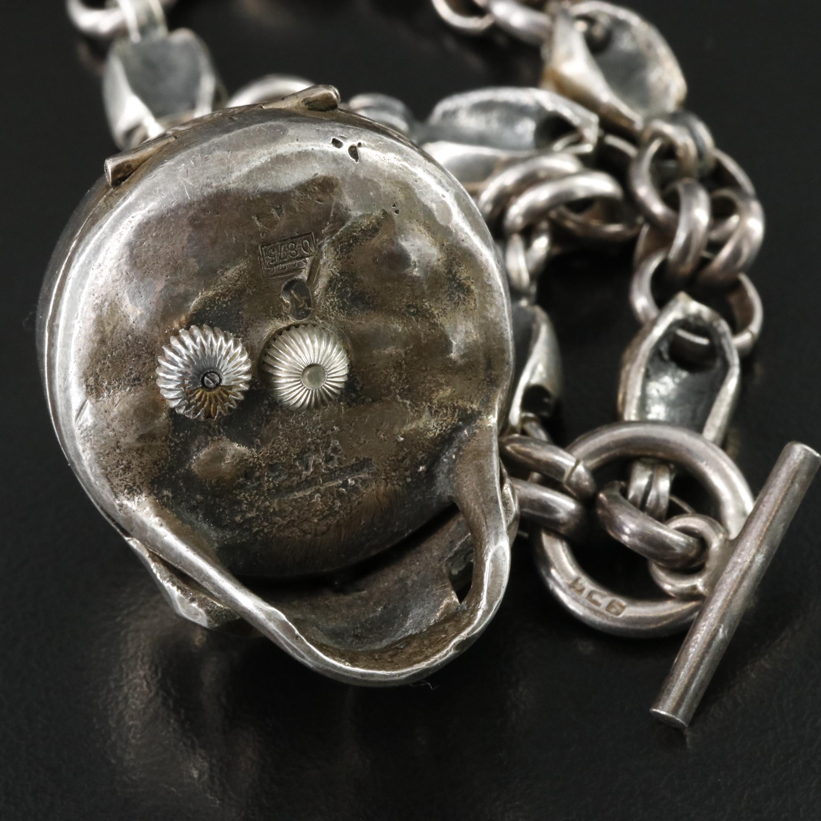 Hamlet "Modèle Déposé" Memento Mori Silver Skull Antique Pocket Watch