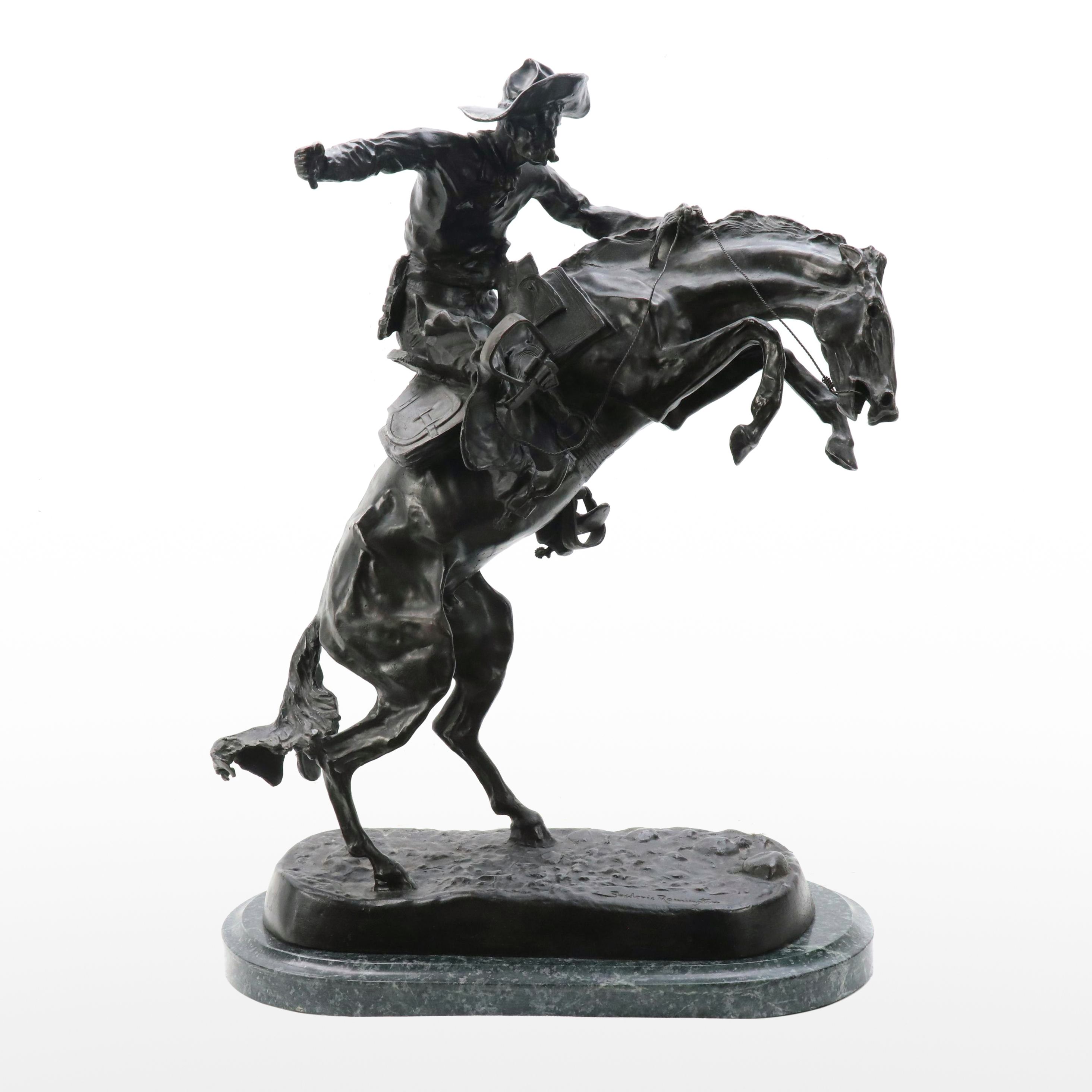 Bronze Sculpture After Frederic Remington "Bronco Buster"
