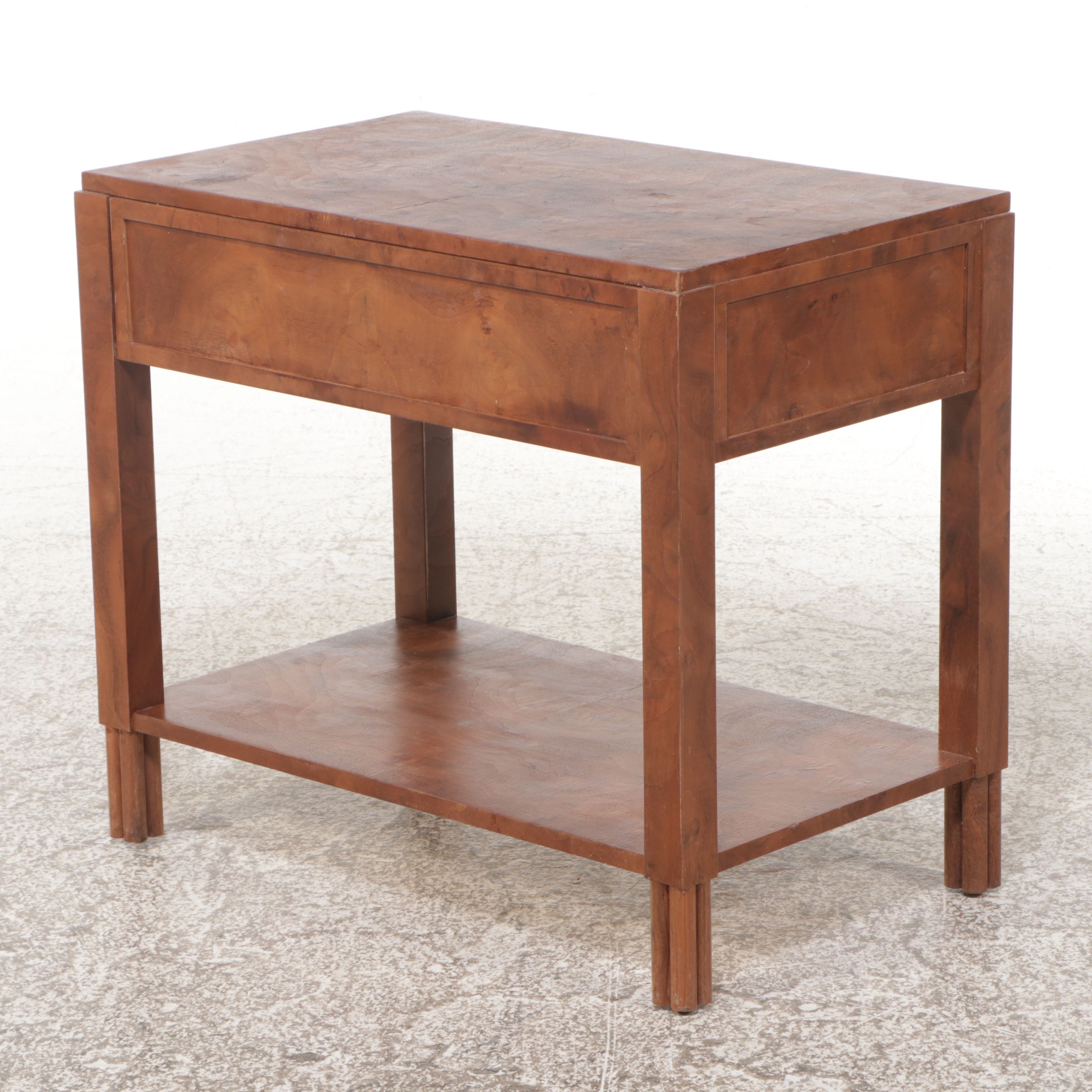 Pair of Jake Arnold Collection Modern Burl Wood Veneer Nightstands