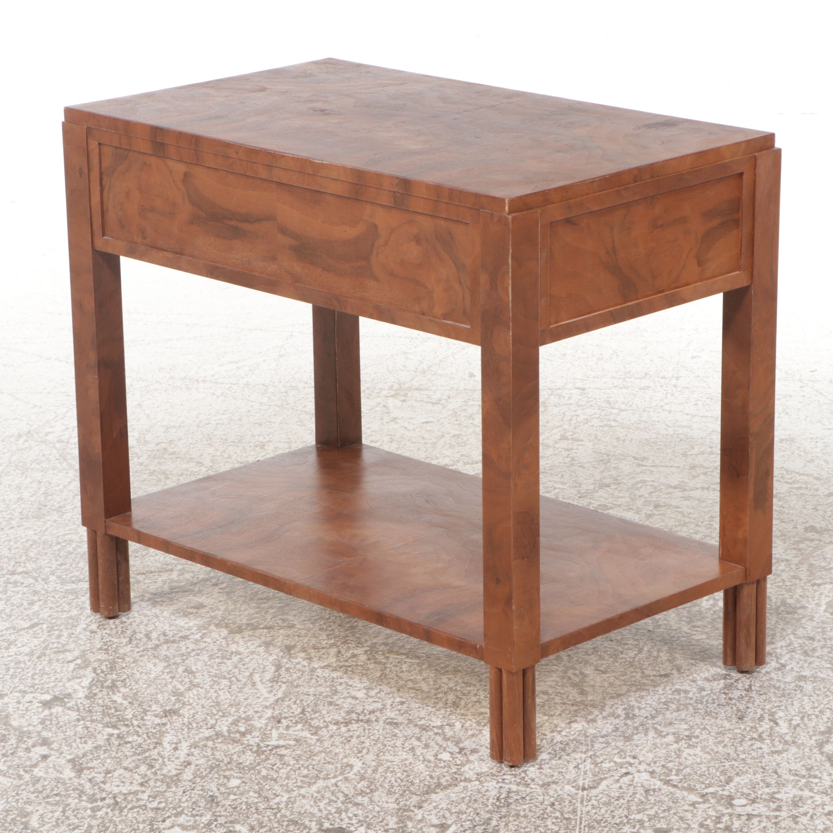 Pair of Jake Arnold Collection Modern Burl Wood Veneer Nightstands