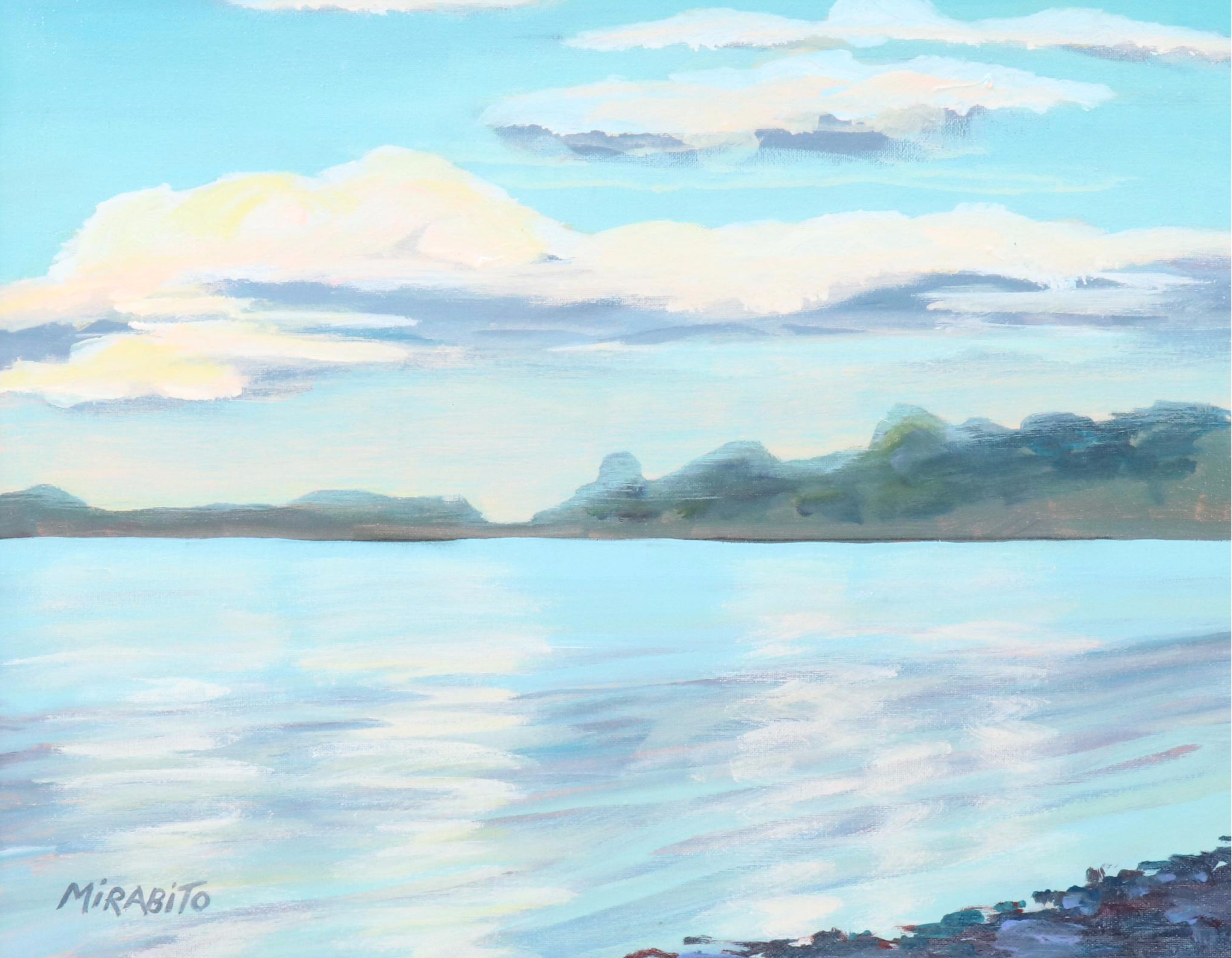 Mary Mirabito Coastal Landscape Acrylic Painting "Misty Afternoon," 2025