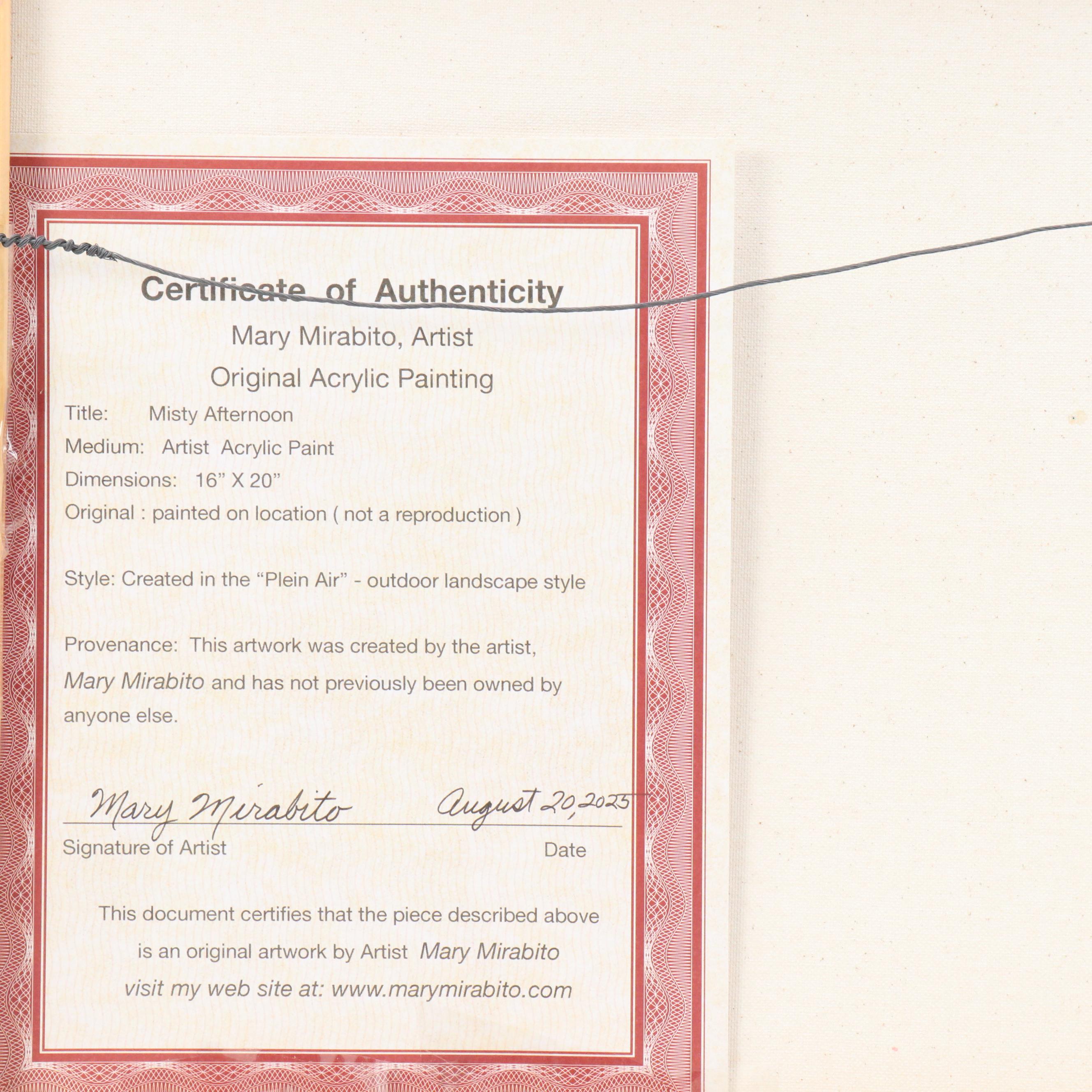 Mary Mirabito Coastal Landscape Acrylic Painting "Misty Afternoon," 2025