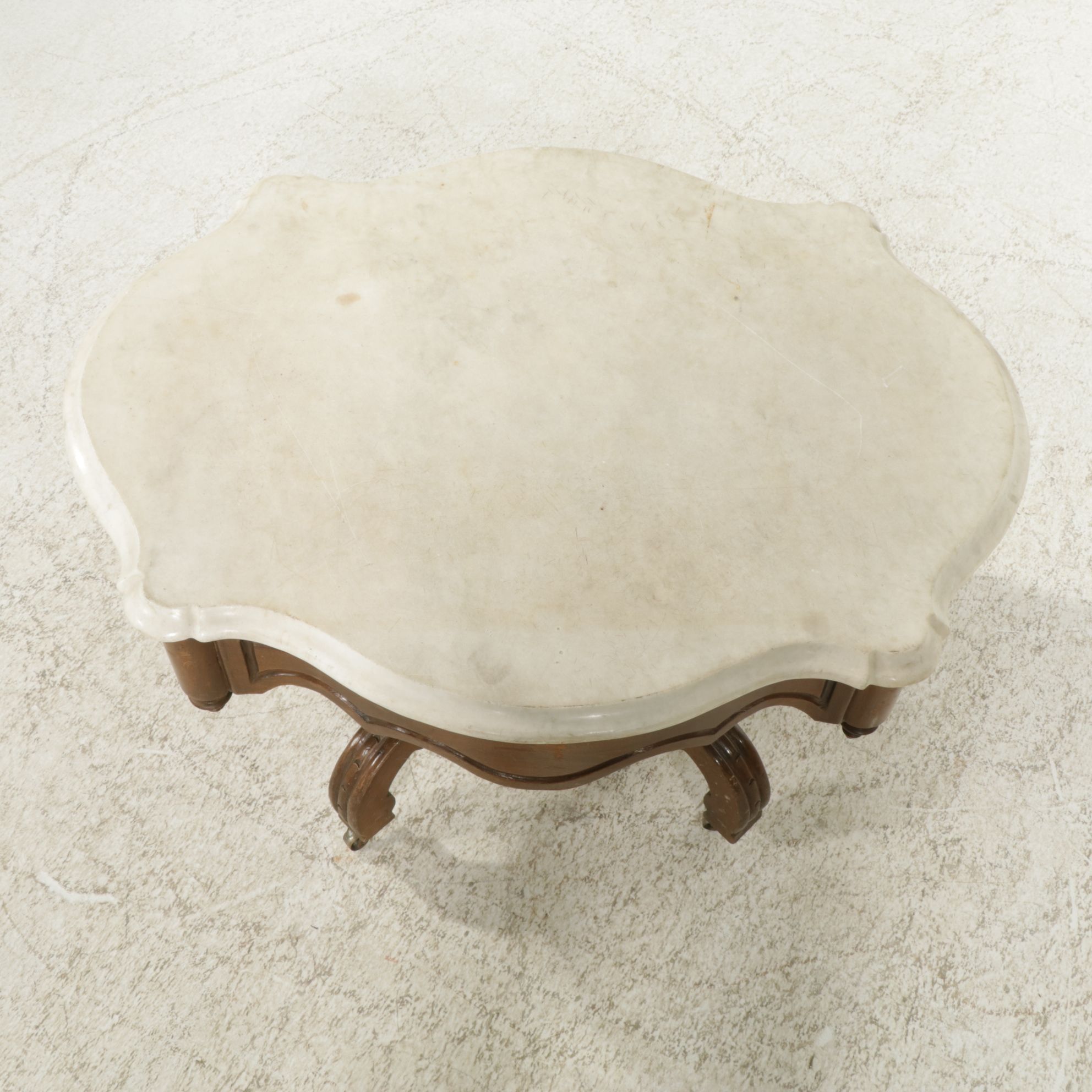 Victorian Walnut Marble-Top Coffee Table