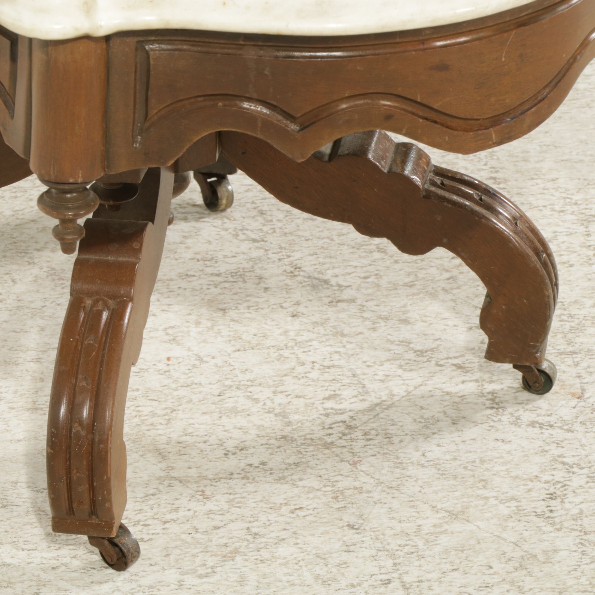 Victorian Walnut Marble-Top Coffee Table