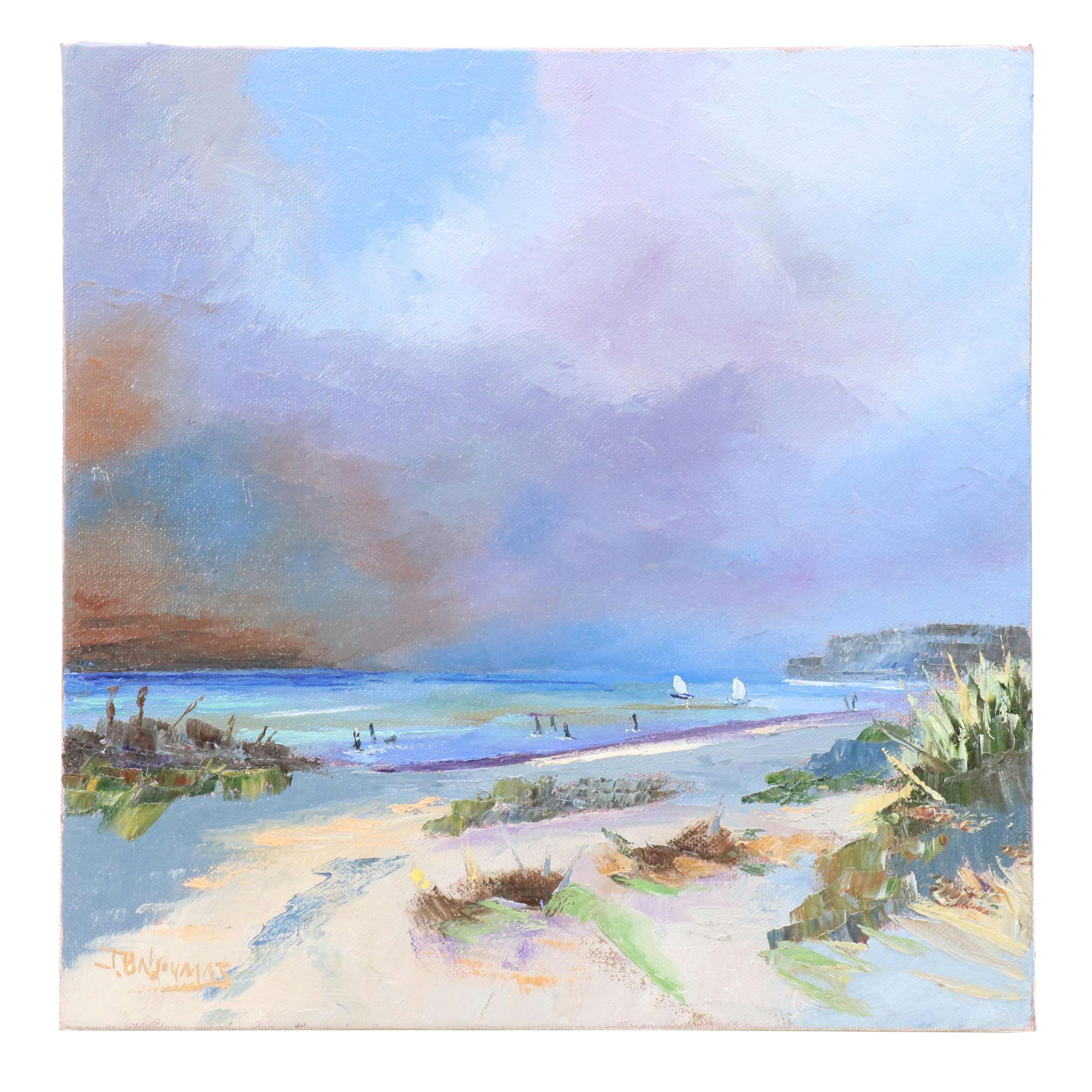 James Baldoumas Beach Landscape Oil Painting "Incoming Storm," 2025