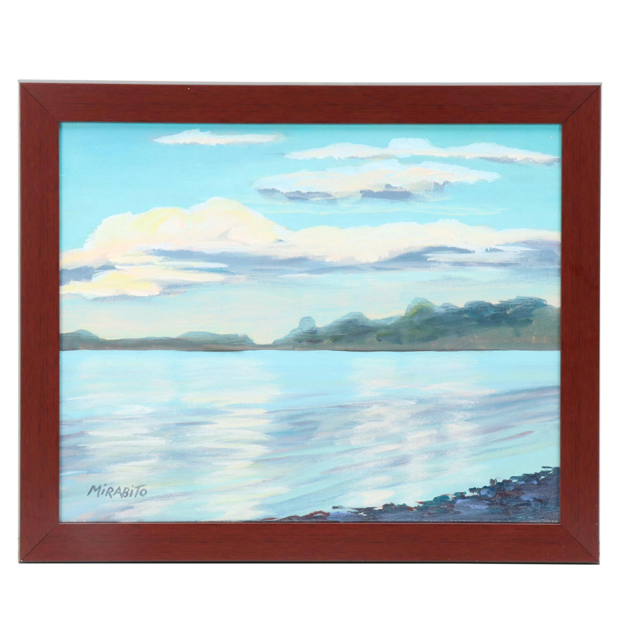 Mary Mirabito Coastal Landscape Acrylic Painting "Misty Afternoon," 2025
