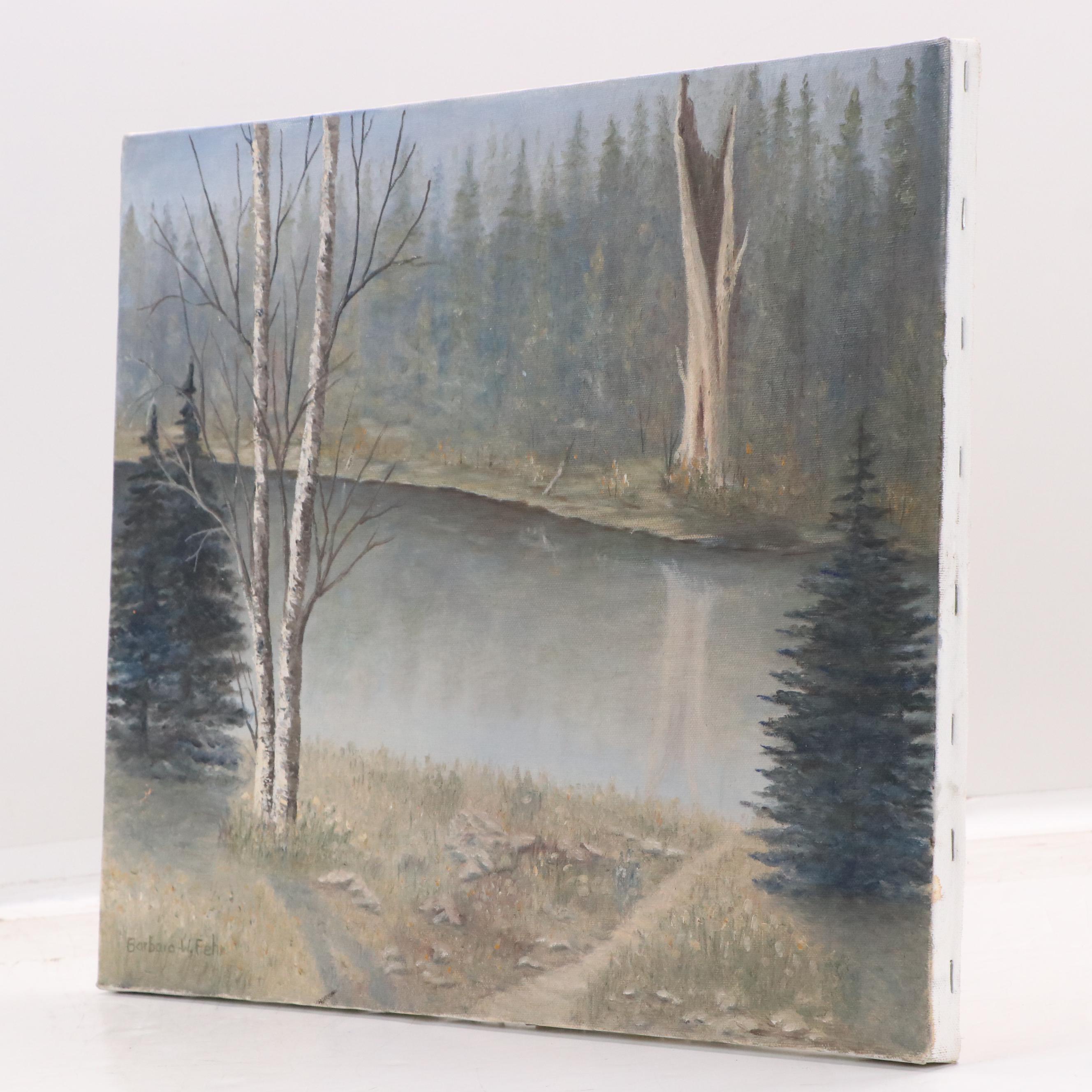 Barbara W. Fehr Landscape Oil Painting, Late 20th Century