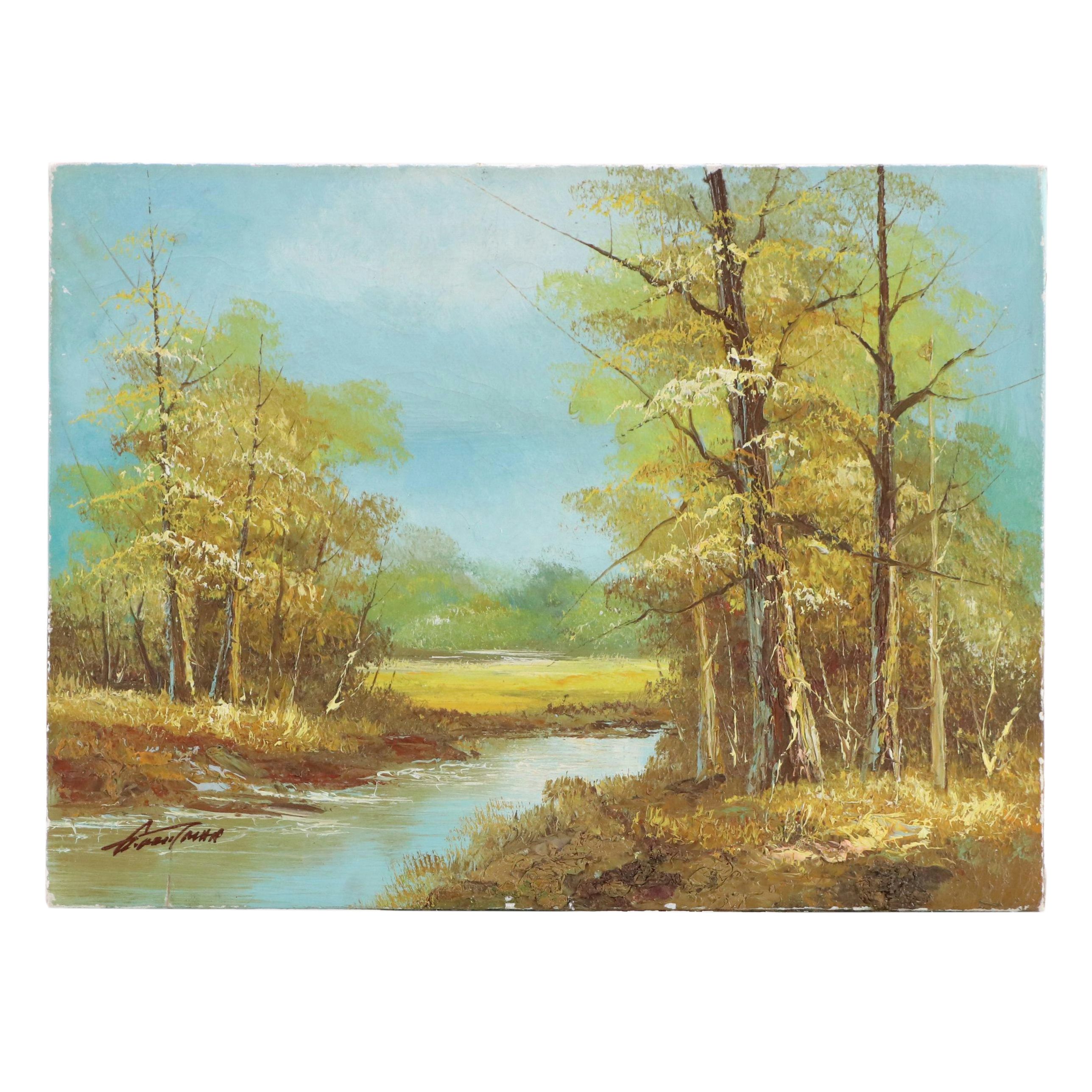 Landscape Oil Painting, Late 20th Century