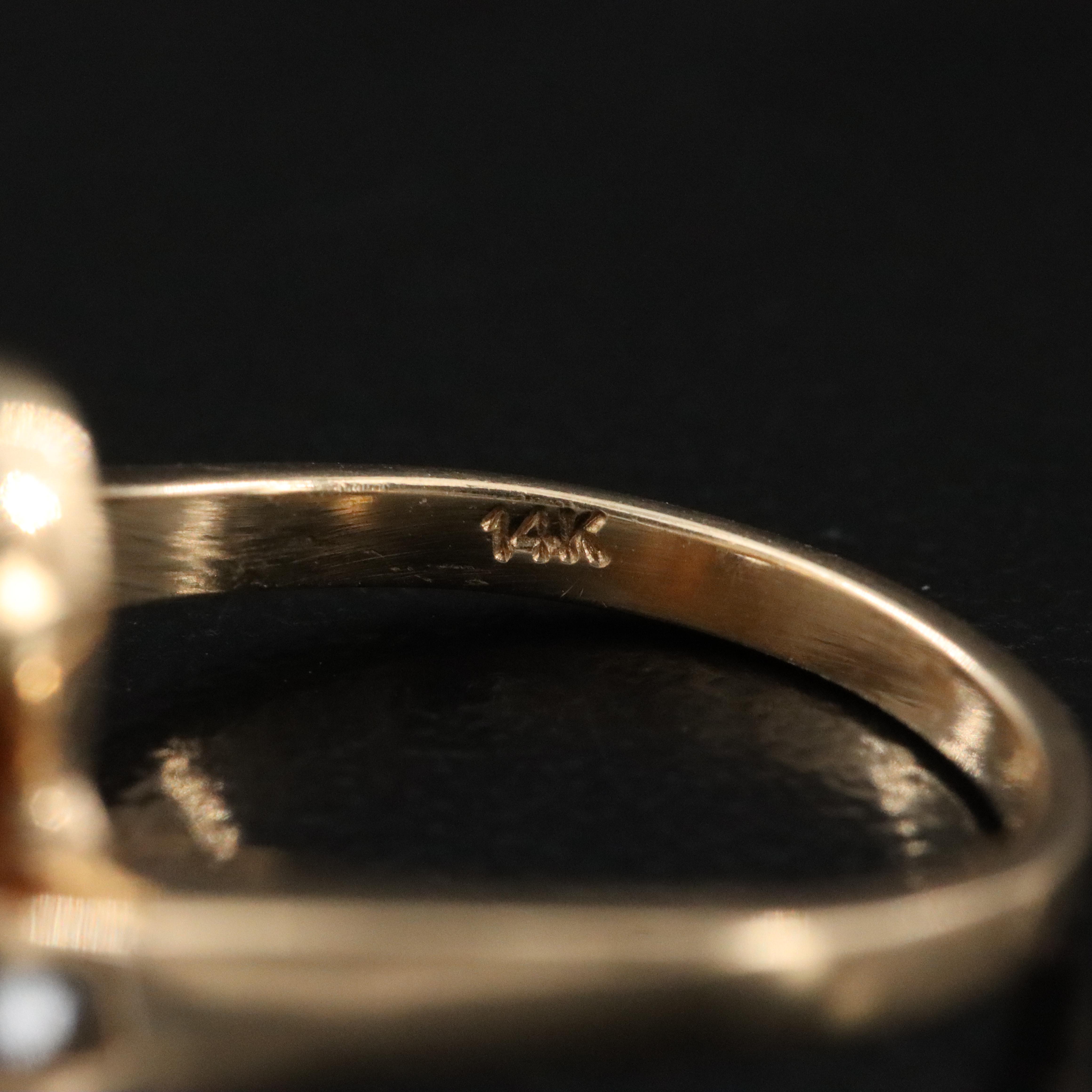 14K Pearl and Diamond Swirl Ring