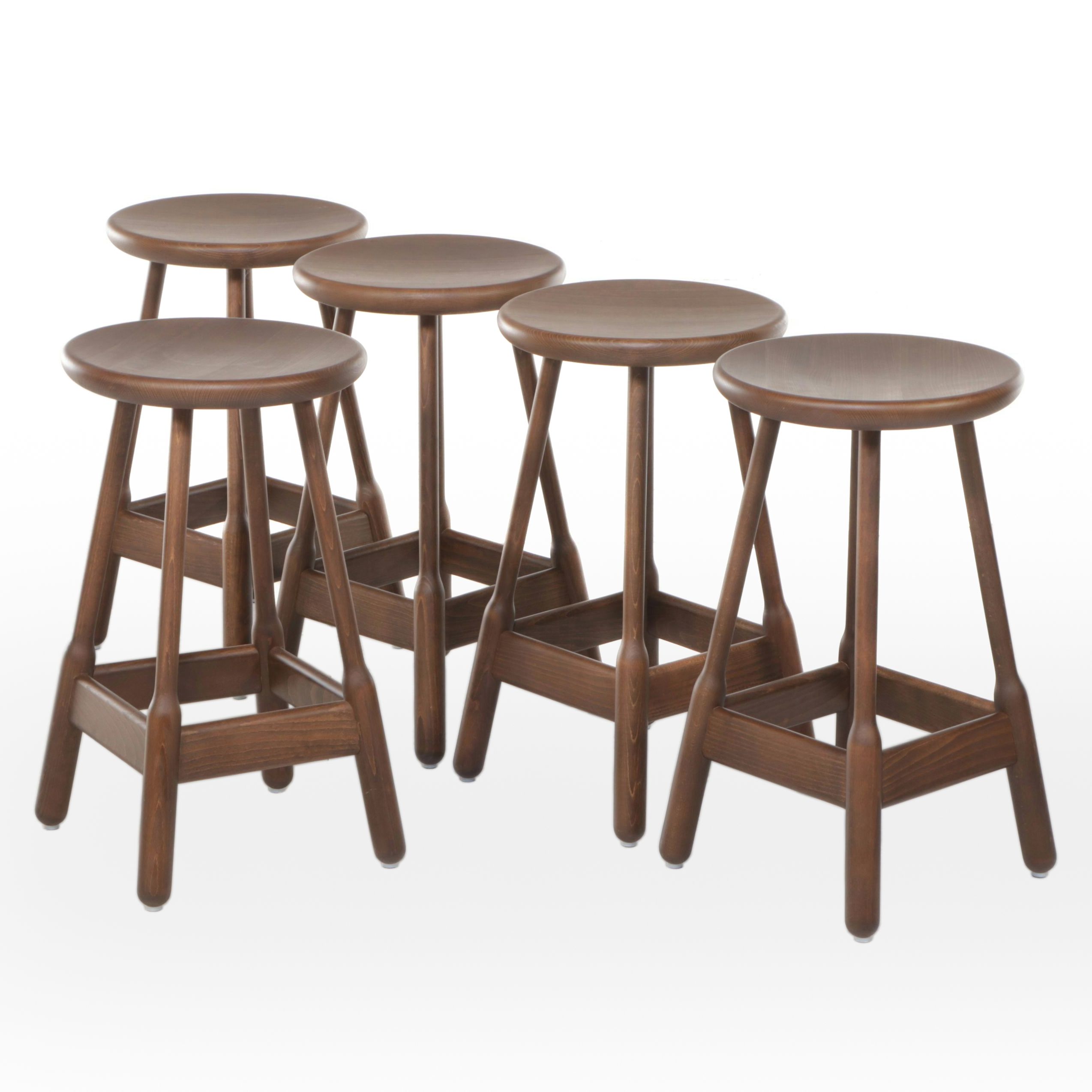 Set of Five Jake Arnold Collection "Albert" Walnut Barstools