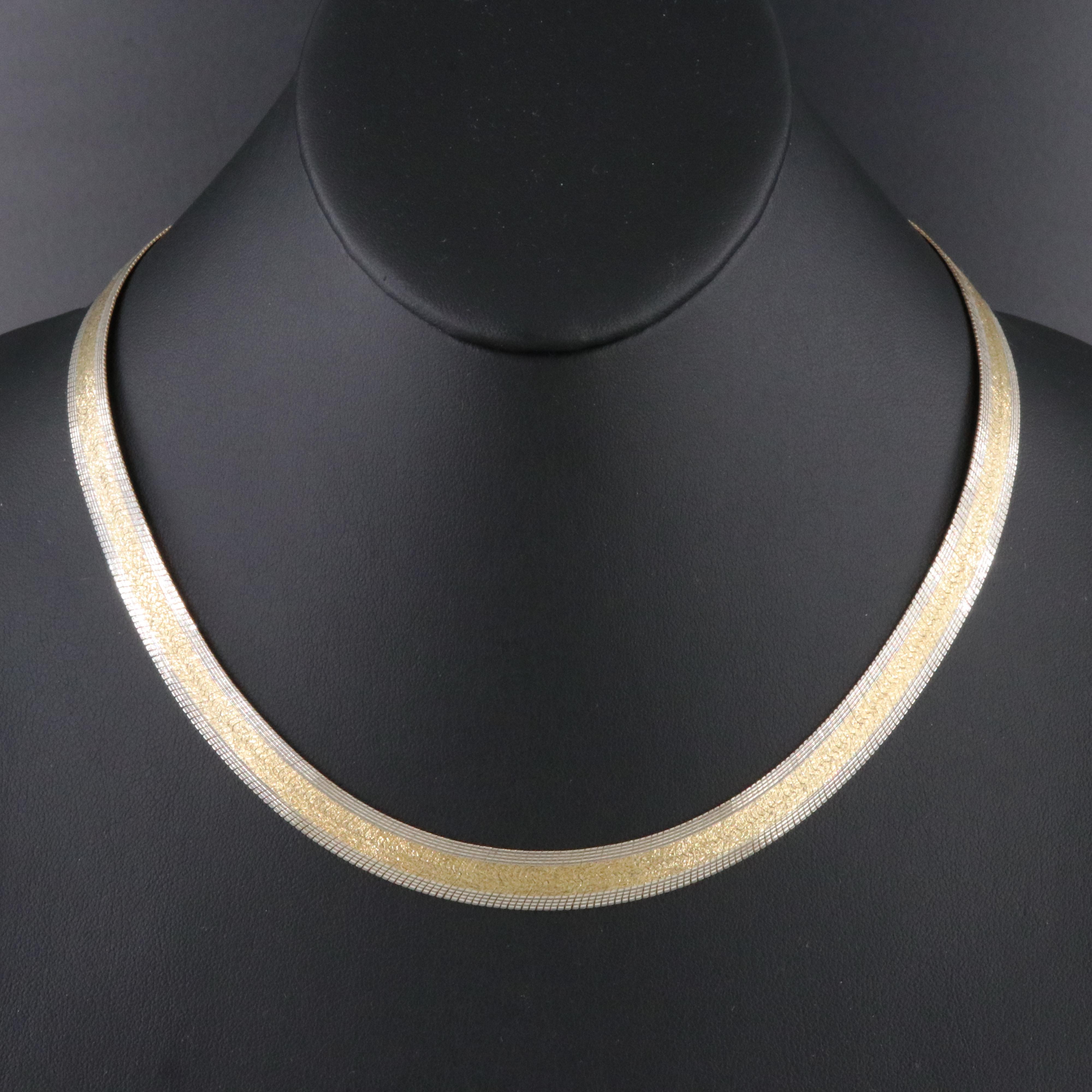 Sterling Milor Two-Tone Herringbone Necklace