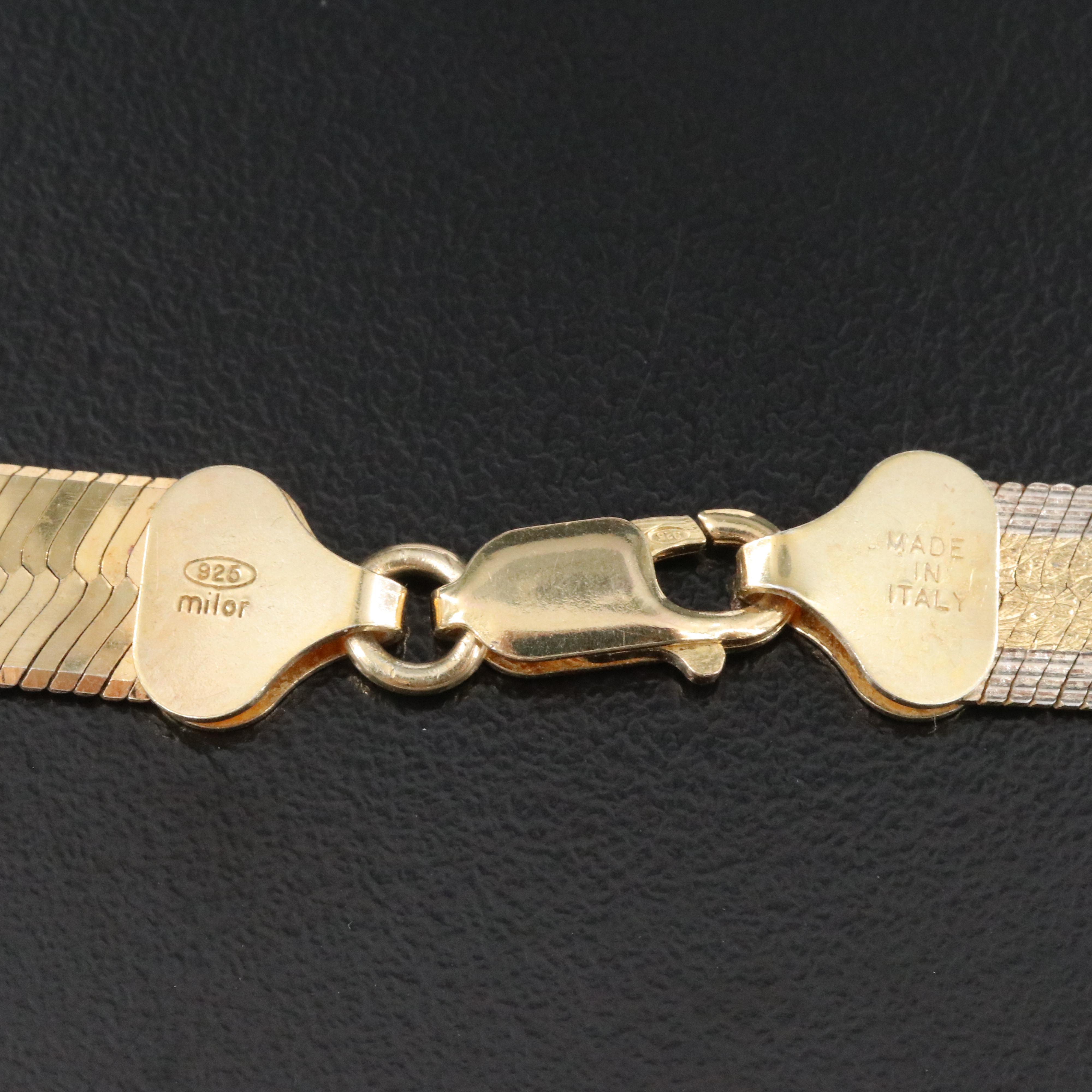 Sterling Milor Two-Tone Herringbone Necklace