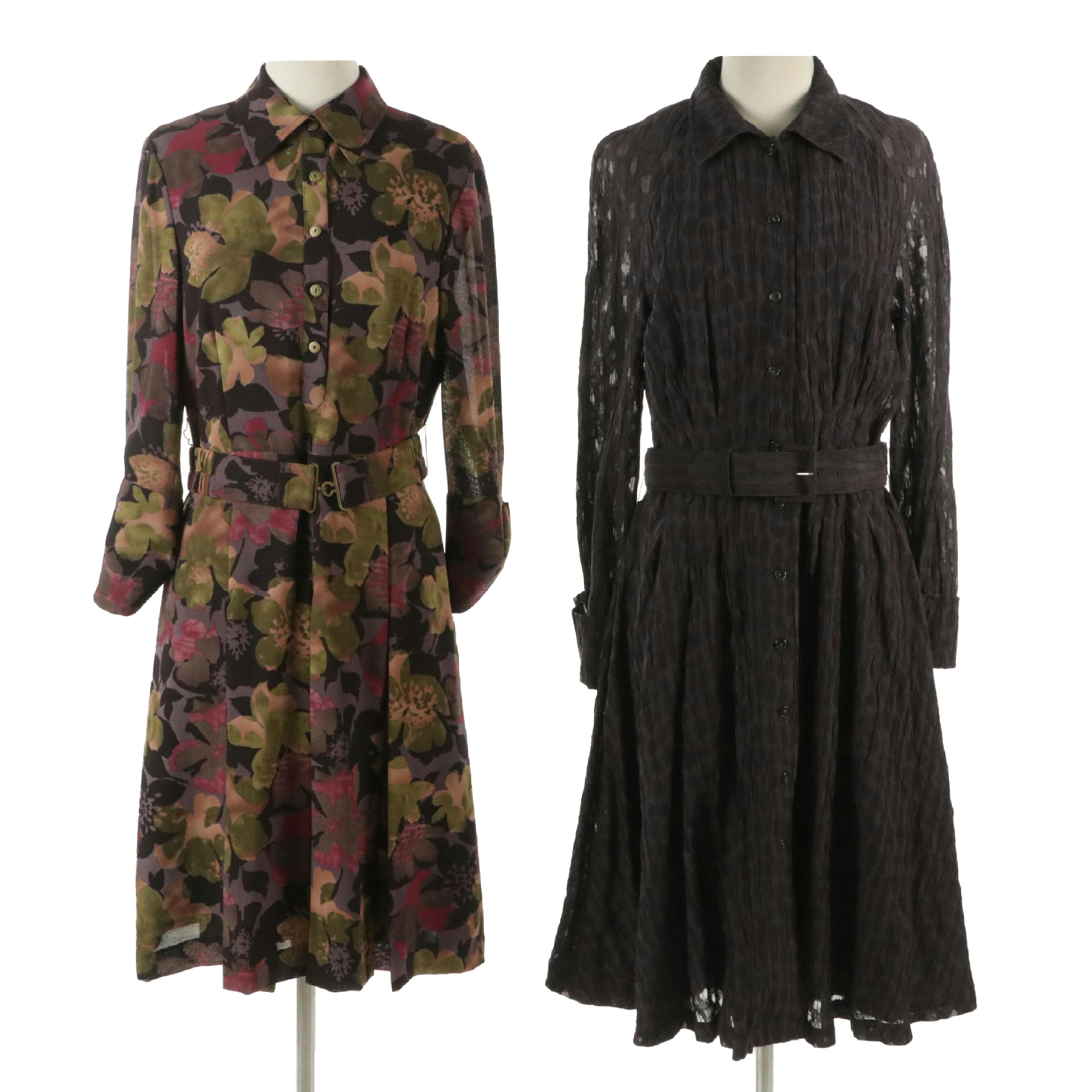 Anne Klein Cotton/Silk Belted Long Sleeve Dress with Tag and Tahari Belted Dress