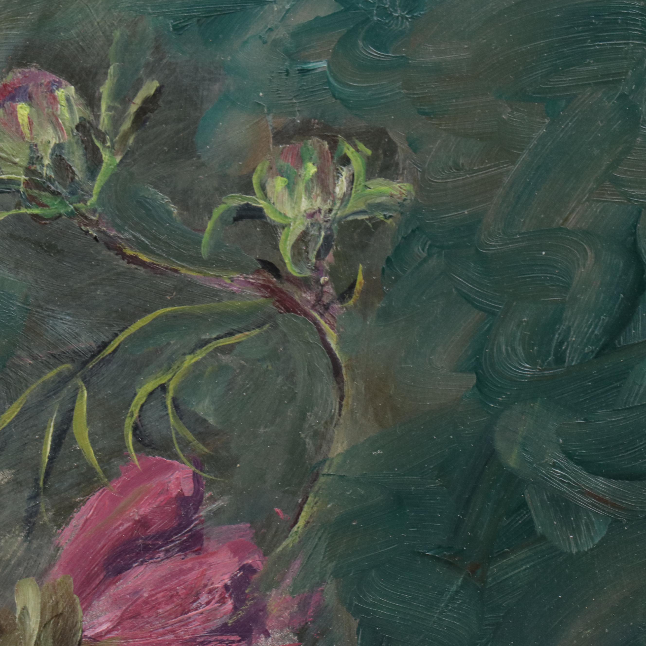 Floral Still Life Oil Painting, Late 20th Century