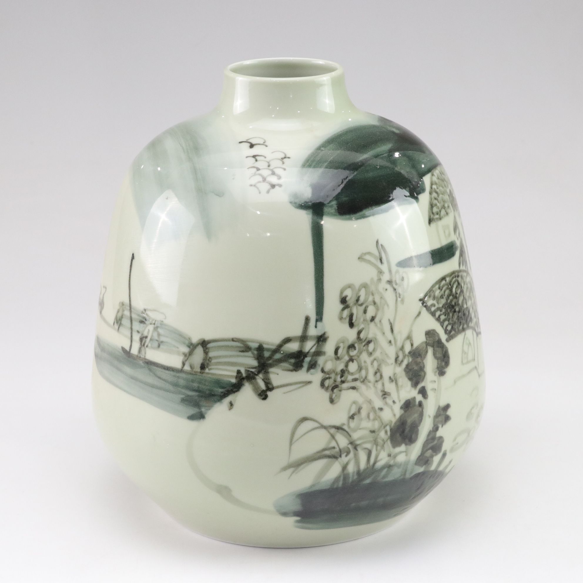 East Asian Hand-Painted Porcelain Vase
