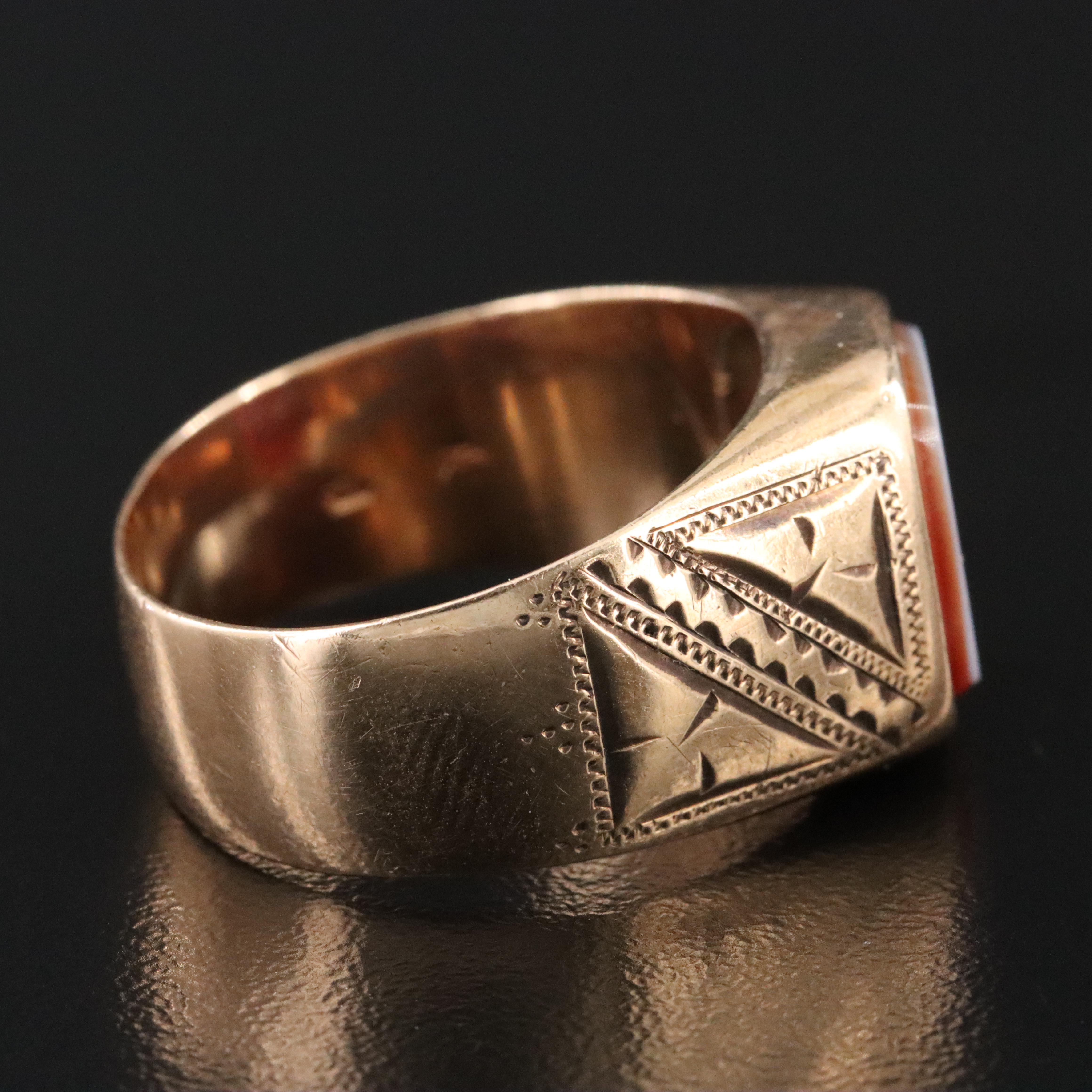 Antique Austro-Hungarian 14K Sardonyx Intaglio Signet Ring