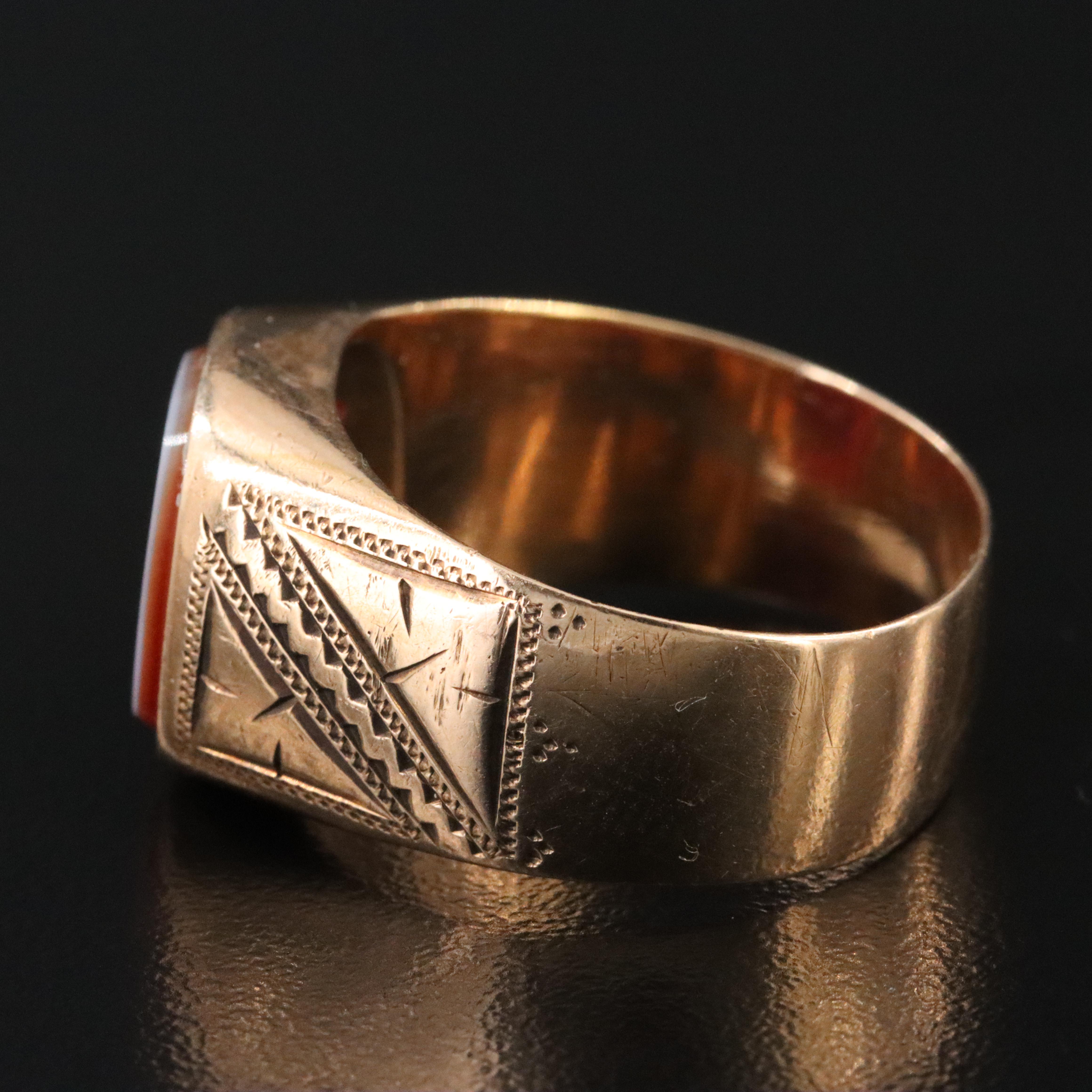 Antique Austro-Hungarian 14K Sardonyx Intaglio Signet Ring